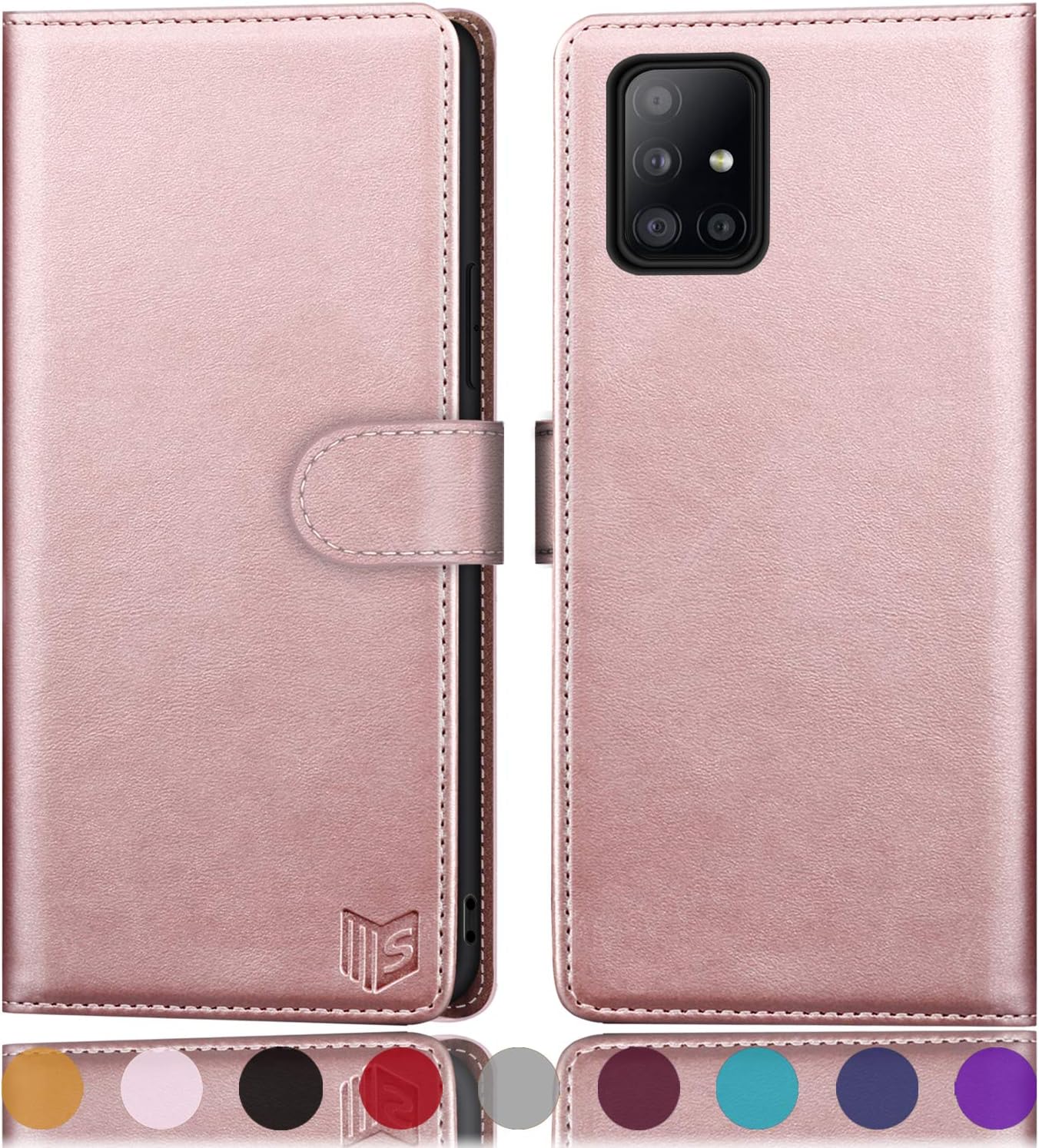 SUANPOT for Samsung Galaxy A71 5G (Non 4G Version) Leather Wallet case with RFID Credit Card Holder Flip Folio Book Phone case Cover for Samsung A71 case Wallet for Men Women Shockproof Rose Gold