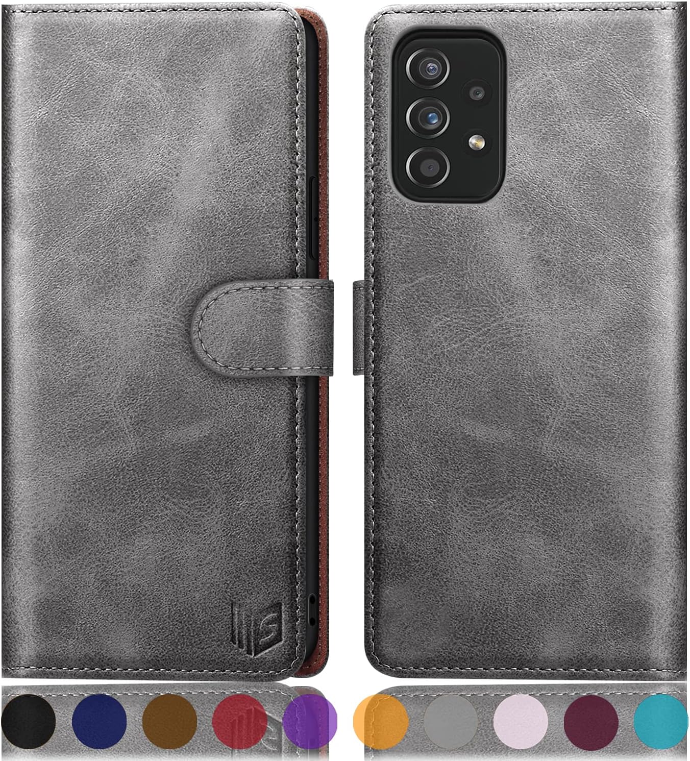 SUANPOT for Samsung Galaxy A72 5G /4G Leather Wallet case with RFID Credit Card Holder Flip Folio Book Phone case Shockproof Cover for Women Men for Samsung A72 case Wallet (Gray)