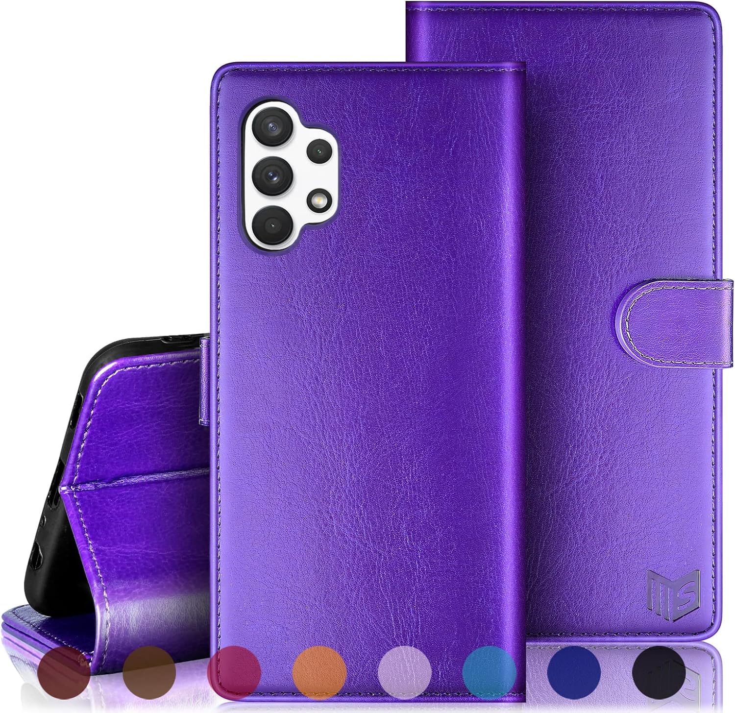 SUANPOT for Samsung Galaxy A32 5G Wallet case RFID Blocking Credit Card Holder, Flip Book Phone case Folio Cover for Women Men for Samsung A32 case Wallet Cellphone PU Leather case Wine Purple