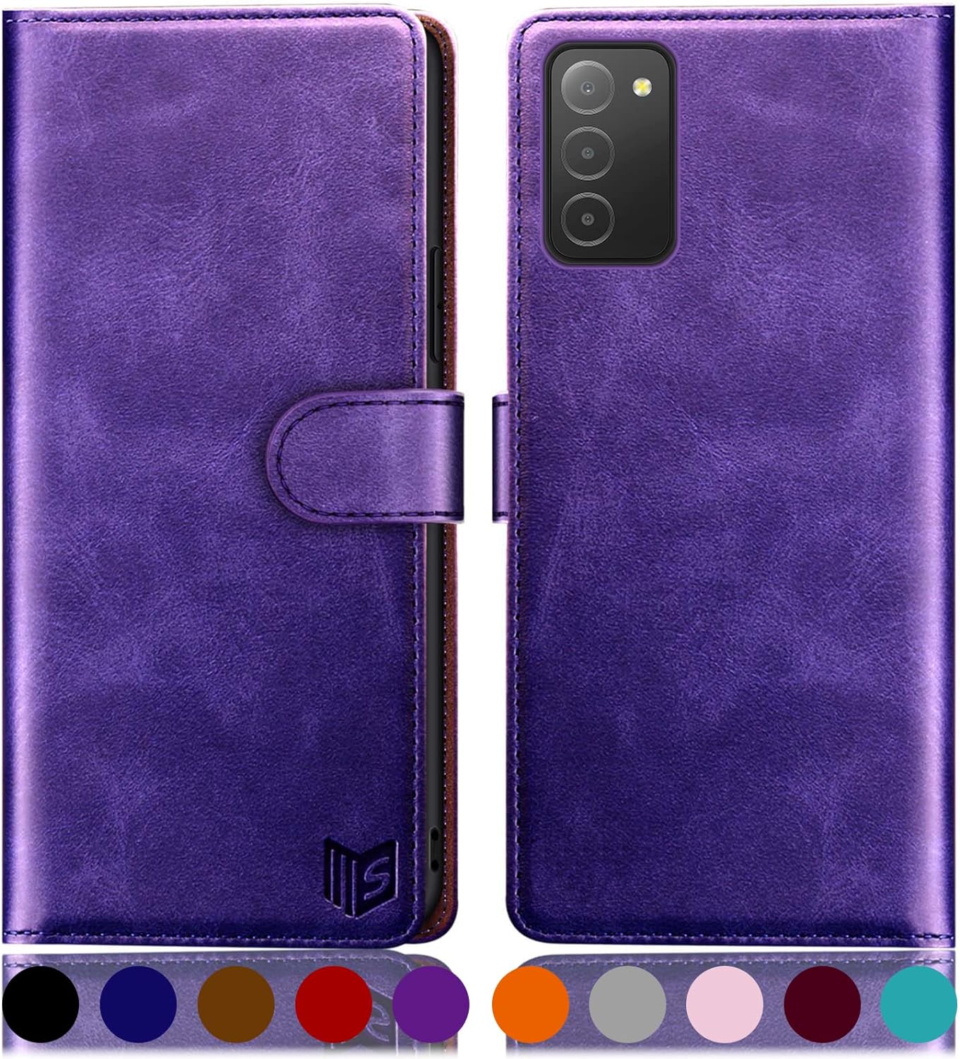 SUANPOT for Samsung Galaxy A03S Wallet case RFID Blocking Credit Card Holder, Flip Folio Book PU Leather Phone case Shockproof Cover Women Men for Samsung A03S case (Purple)