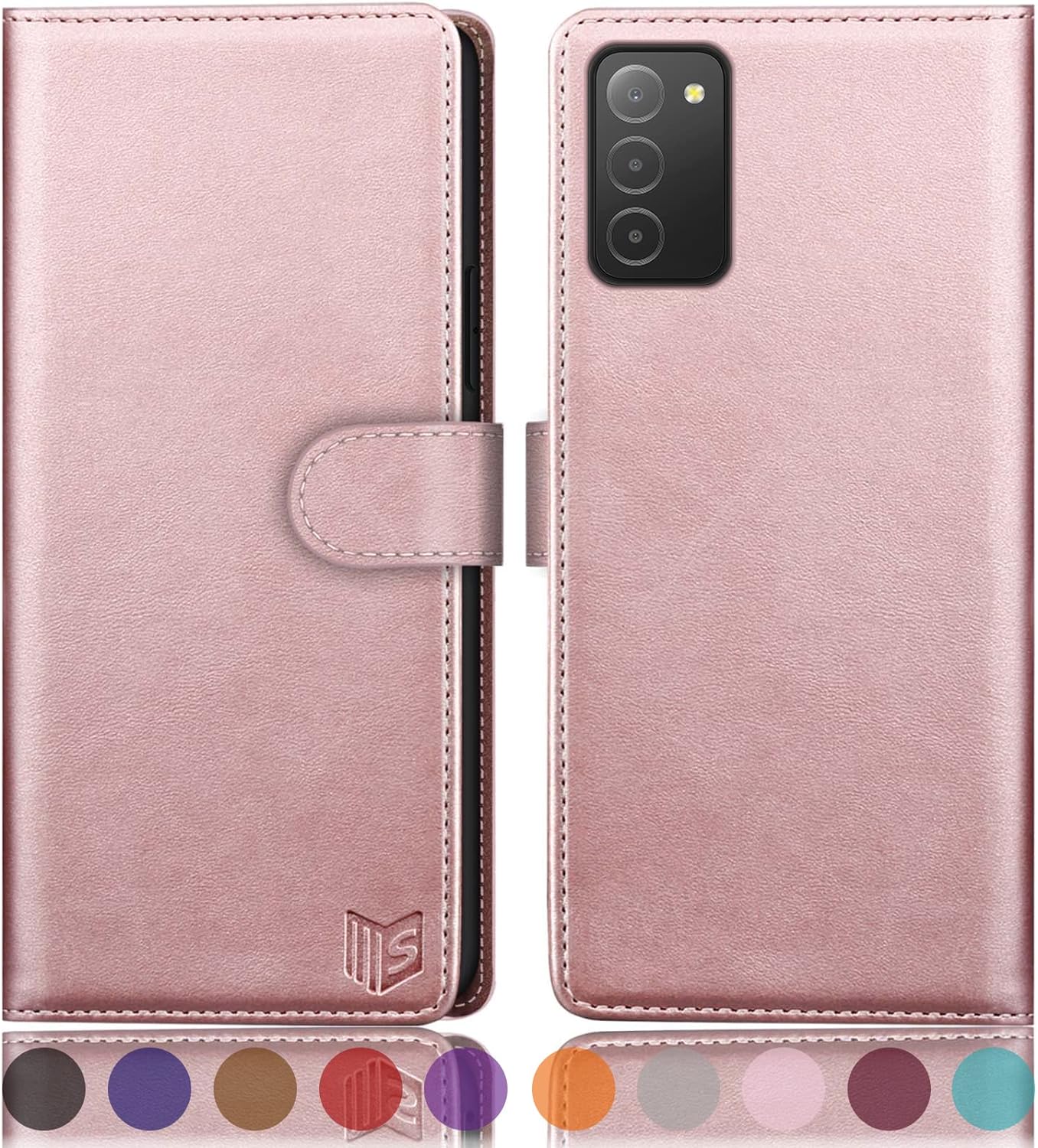 SUANPOT for Samsung Galaxy A03S Wallet case RFID Blocking Credit Card Holder, Flip Folio Book PU Leather Phone case Shockproof Cover Women Men for Samsung A03S case (Rose Gold)