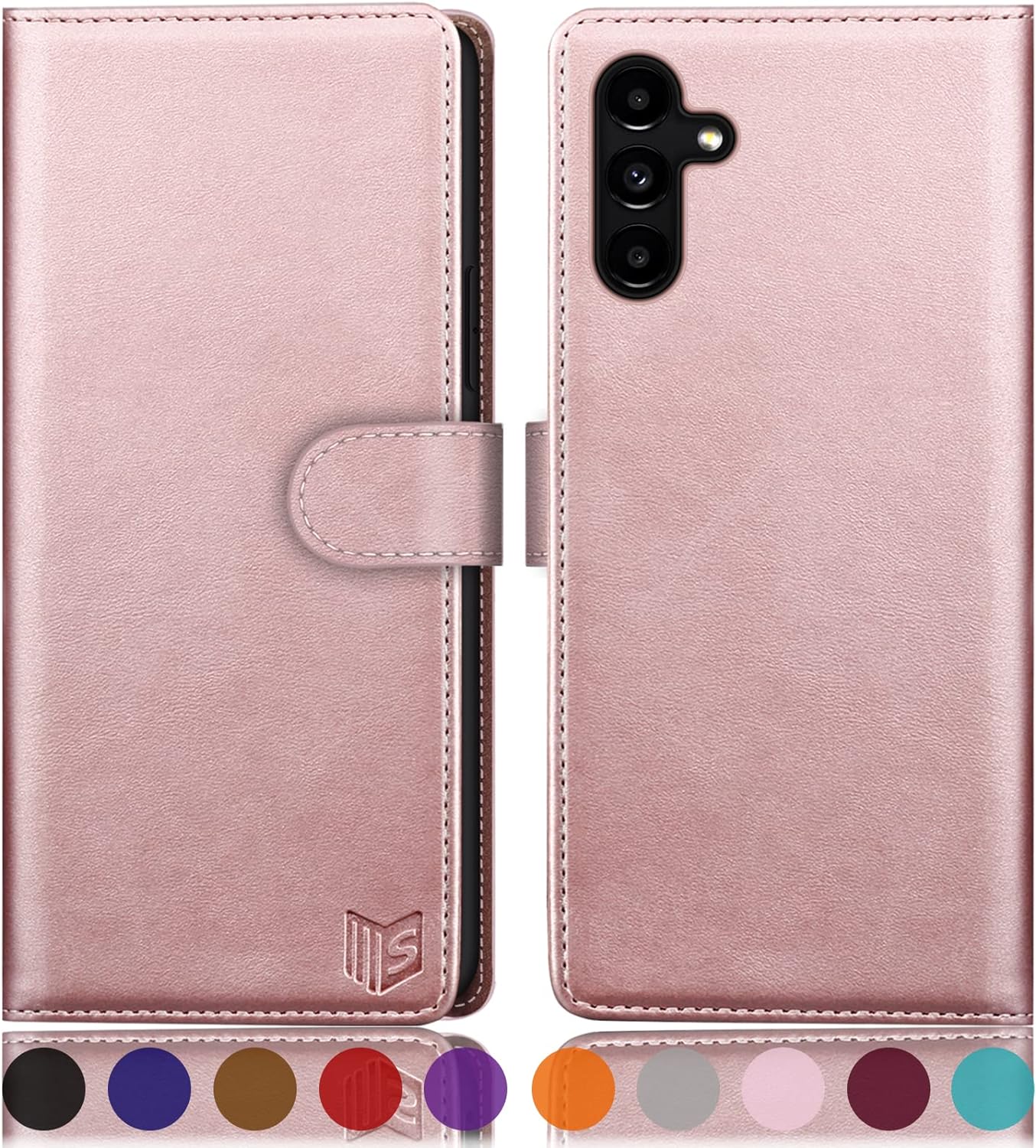 SUANPOT for Samsung Galaxy A54 5G Wallet case with RFID Blocking Credit Card Holder,Flip Book PU Leather Protective Cover Women Men for Samsung A54 Phone case Rose Gold