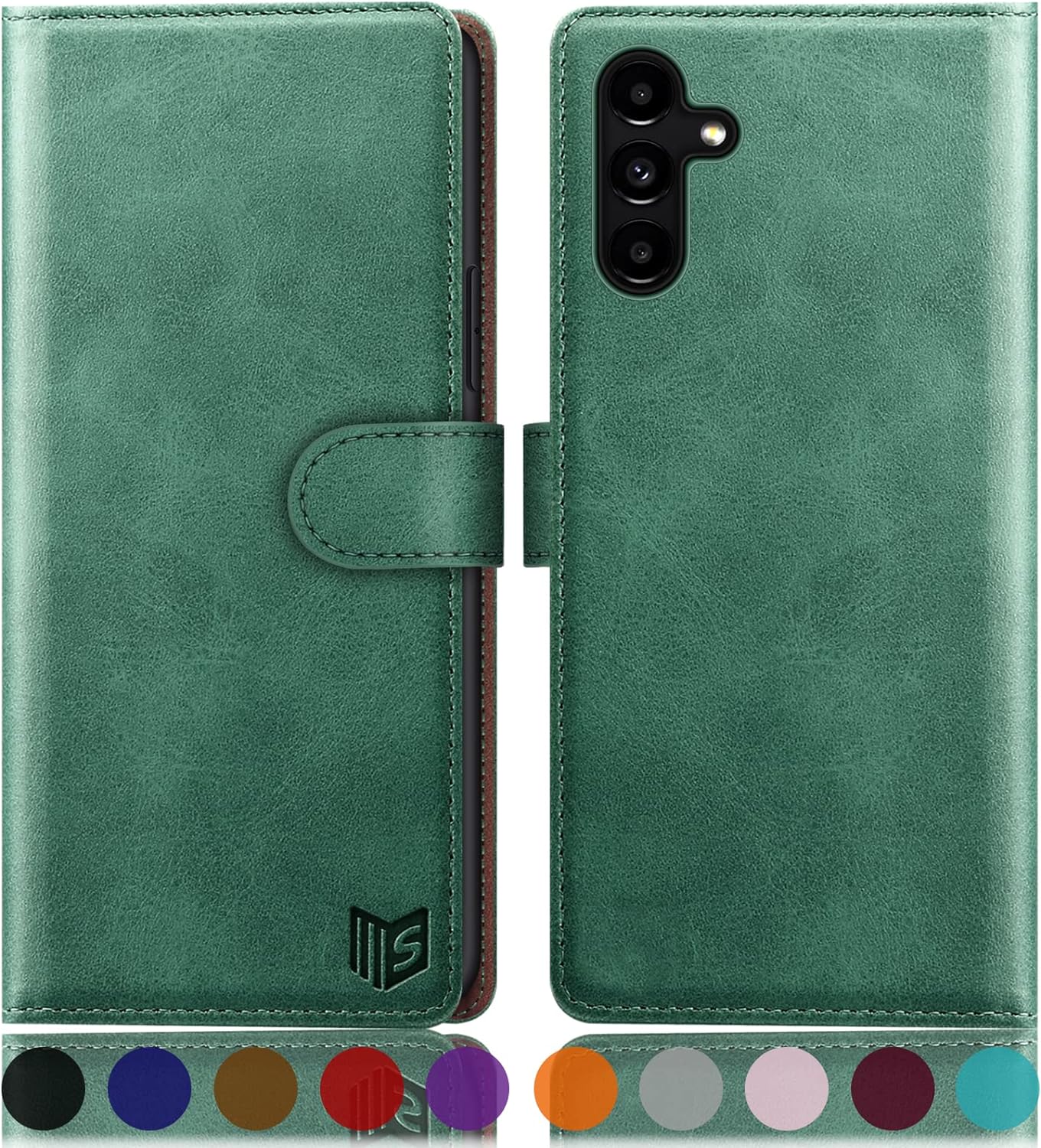 SUANPOT for Samsung Galaxy A54 5G Wallet case with RFID Blocking Credit Card Holder,Flip Book PU Leather Protective Cover Women Men for Samsung A54 Phone case Sea Green