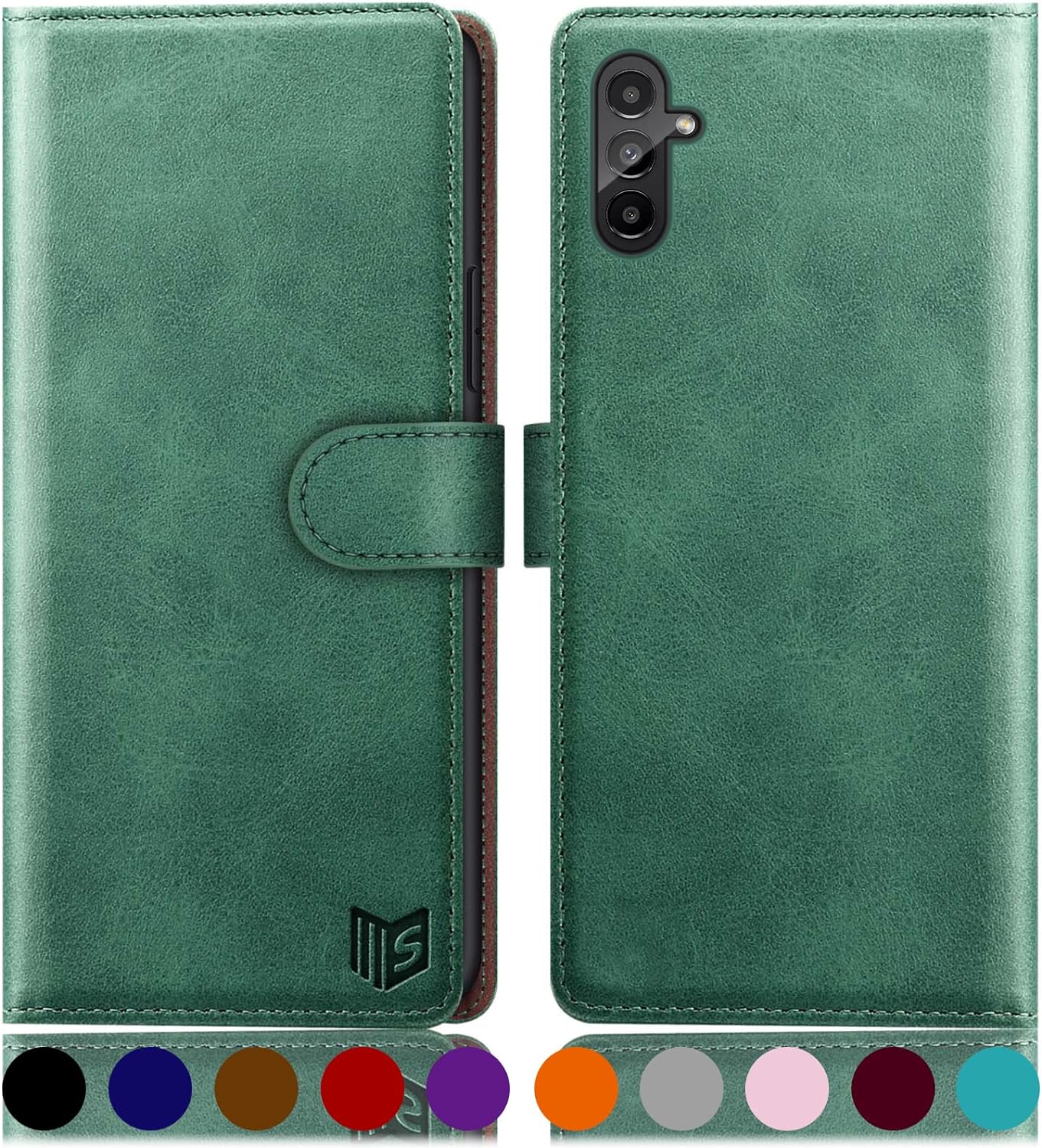 SUANPOT for Samsung Galaxy A14 5G Wallet case with RFID Blocking Credit Card Holder,Flip Book PU Leather Protective Cover Women Men for Samsung A14 Phone case(Sea Green)