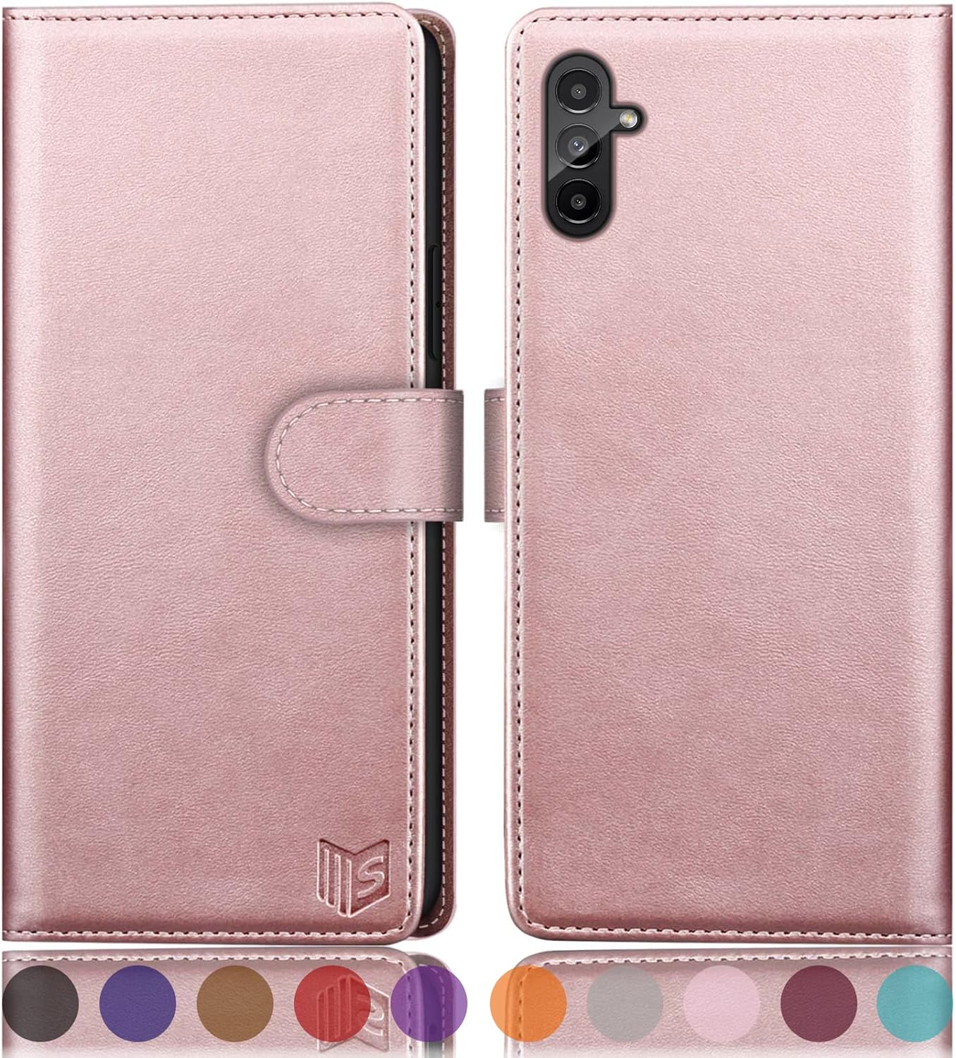 SUANPOT for Samsung Galaxy A14 5G Wallet case with RFID Blocking Credit Card Holder,Flip Book PU Leather Protective Cover Women Men for Samsung A14 Phone case (Rose Gold)