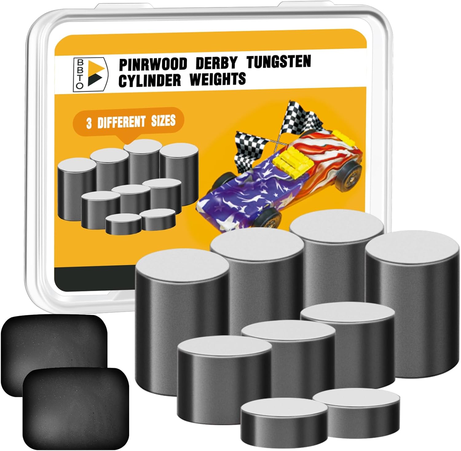 BBTO 4 oz Tungsten Weights Cylinders Weights and Tungsten Putty, Tungsten Weight Kit Compatible with Pinewood Derby Car Weights