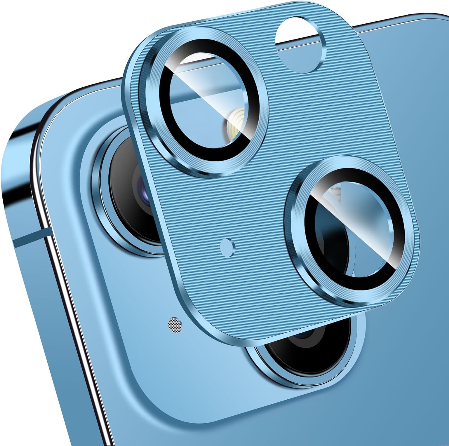 QHOHQ 3 Pack Camera Lens Protector for iPhone 15 6.1 / iPhone 15 Plus 6.7, Zinc Alloy One Piece Camera Cover, [Updated Version],Full Coverage Protection, Ultra HD, Shatterproof - Blue