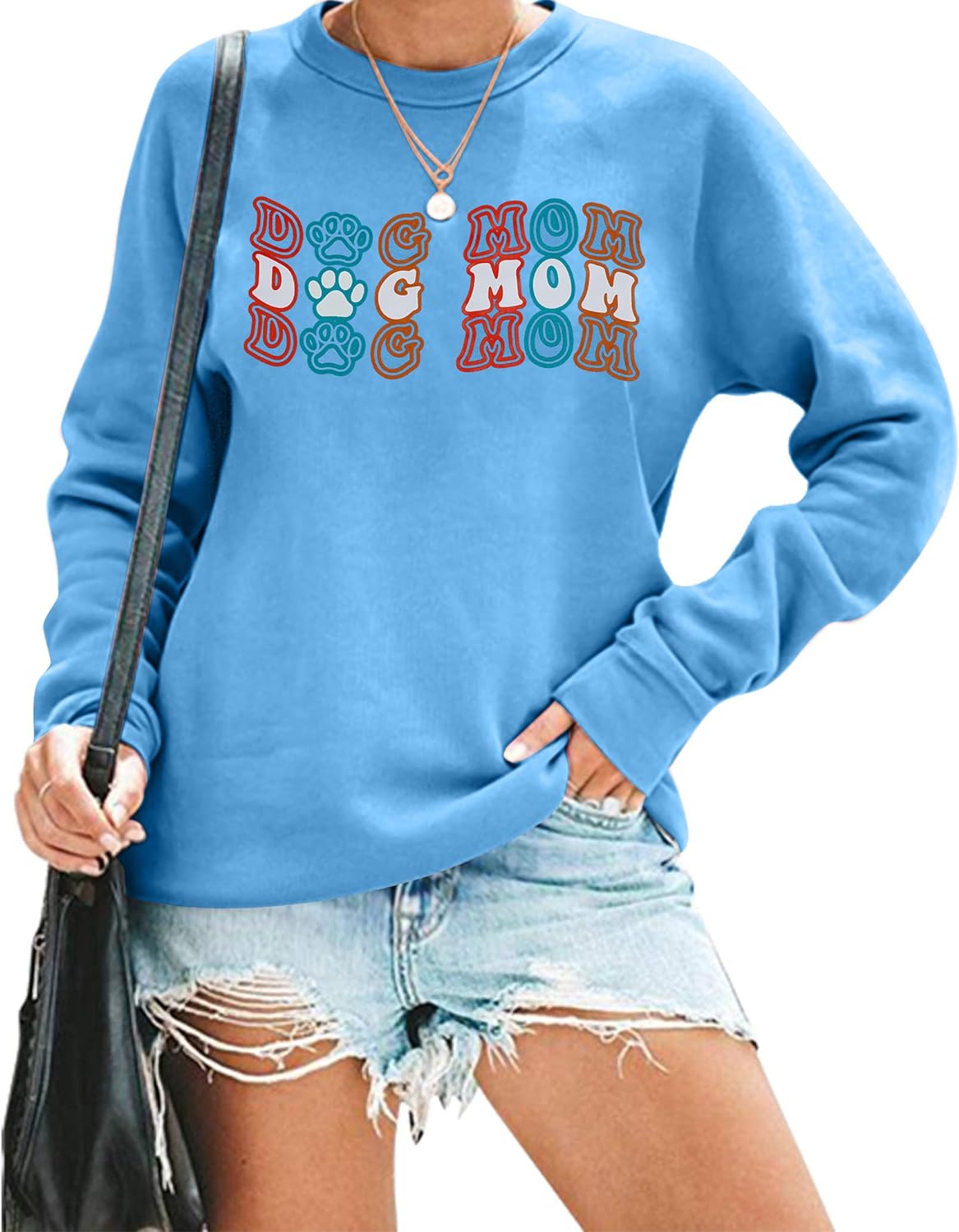 ALLTB Dog Mom Sweatshirt Women Dog Mama Shirt Pullover Cute Dog Sweater Long Sleeve Letter Print Tshirt Tops