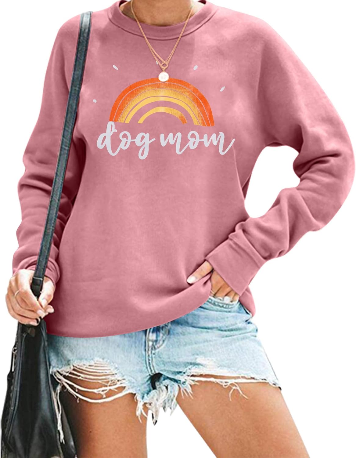 ALLTB Dog Mom Sweatshirt Women Dog Mama Shirt Pullover Cute Dog Sweater Long Sleeve Letter Print Tshirt Tops