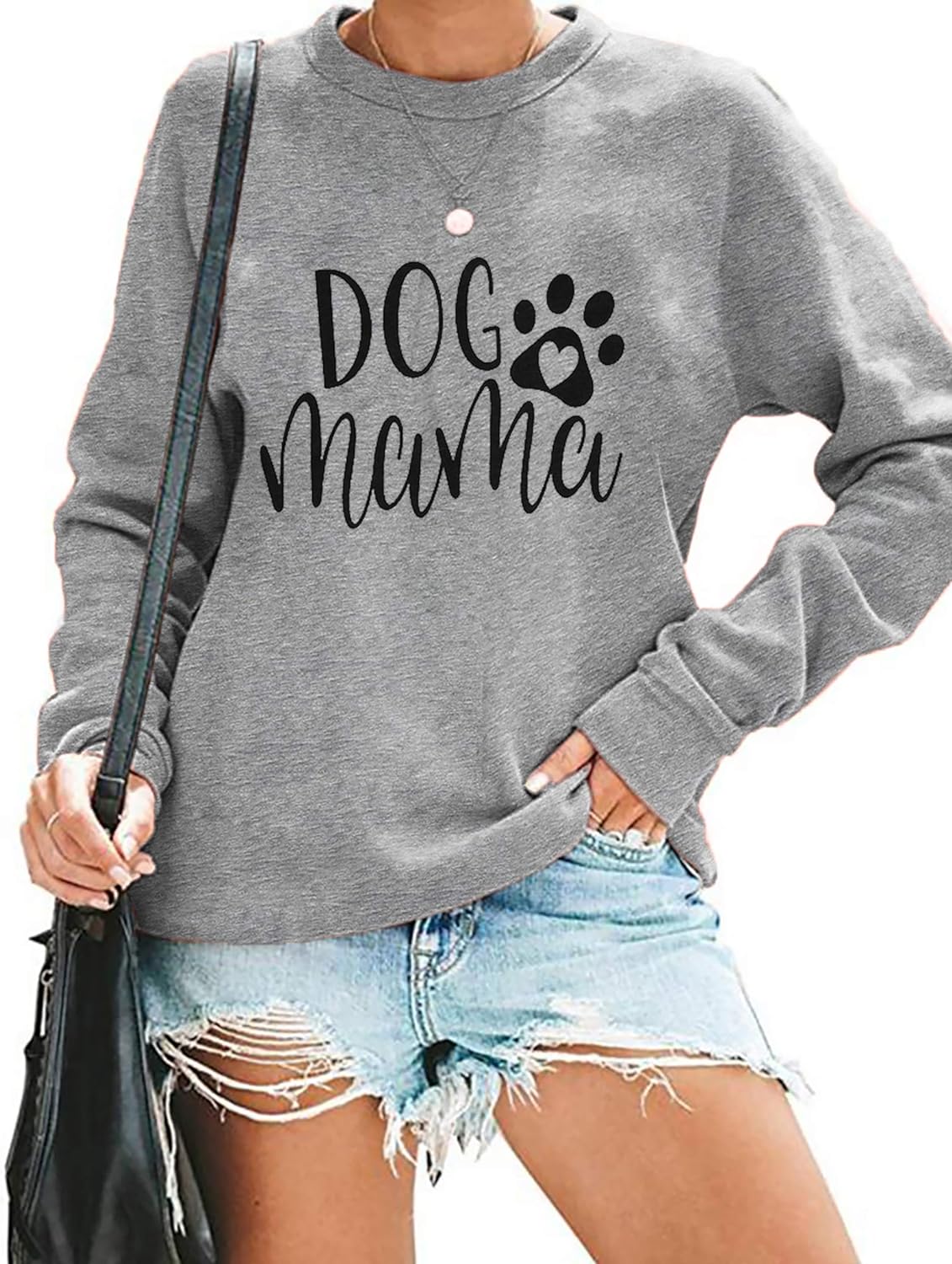 ALLTB Dog Mom Sweatshirt Women Dog Mama Shirt Pullover Cute Dog Sweater Long Sleeve Letter Print Tshirt Tops