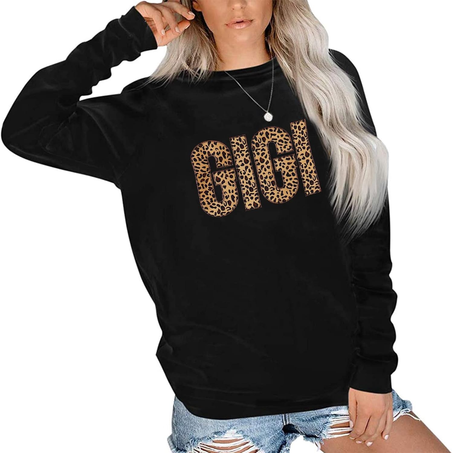 ALLTB GIGI Sweatshirt Women Gigi Heart Graphic Gigi Gifts for Grandma Casual Long Sleeve Nana Mothers Day Tops