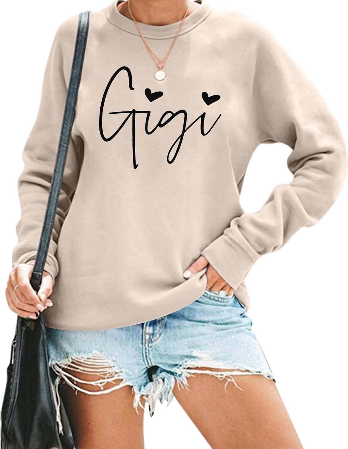 ALLTB GIGI Sweatshirt Women Gigi Heart Graphic Gigi Gifts for Grandma Casual Long Sleeve Nana Mothers Day Tops