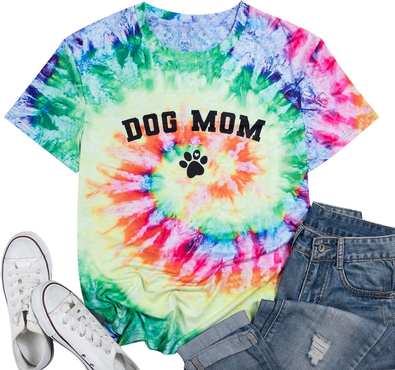 Rockin' The Dog Mom Aunt Life Tshirt Women' Cute Dog Lovers Shirts Short Sleeve Dog Mama T-Shirt Tees Tops