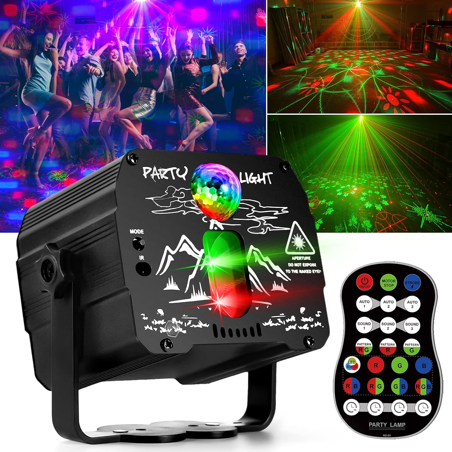 Party Lights, Disco Ball DJ Lights, RGB Strobe with Remote Control and Sound Activated Stage Light for Dance Wedding Club Halloween Christmas Decorations Karaoke Pub KTV Bar Birthday Gift Rave Show