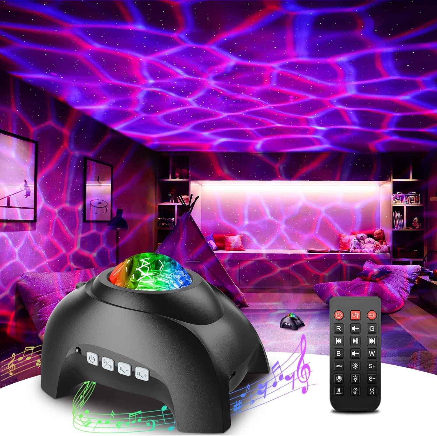 Galaxy Projector, Star Projector Light for Bedroom, Bluetooth Speaker and 8 White Noise, Night Light Projector for Kids Adults Game Room, Home Theater, Ceiling, Christmas, Room Decor