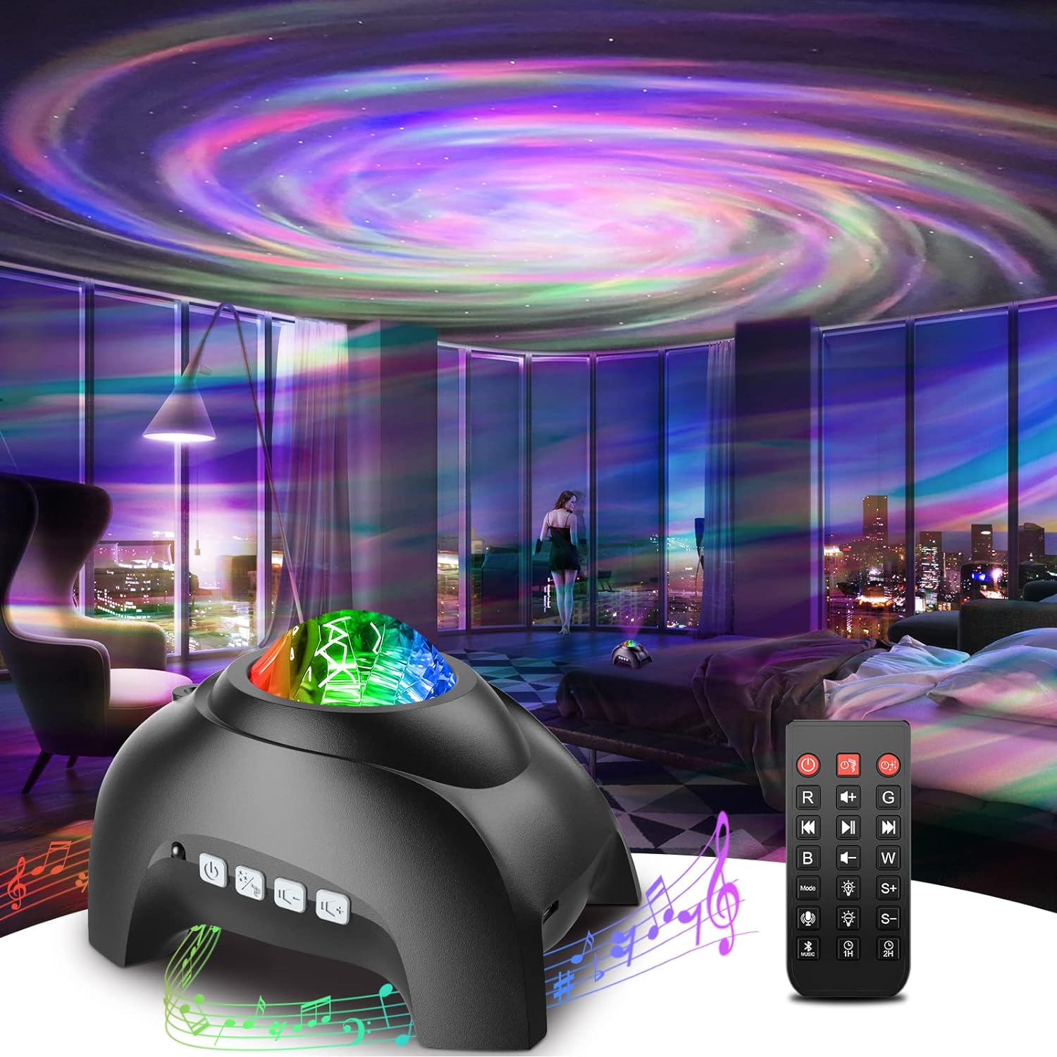 Galaxy Projector, Star Projector Light for Bedroom, Bluetooth Speaker and 8 White Noise, Night Light for Kids Adults Game Room, Home Theater, Ceiling, Christmas, Room Decor