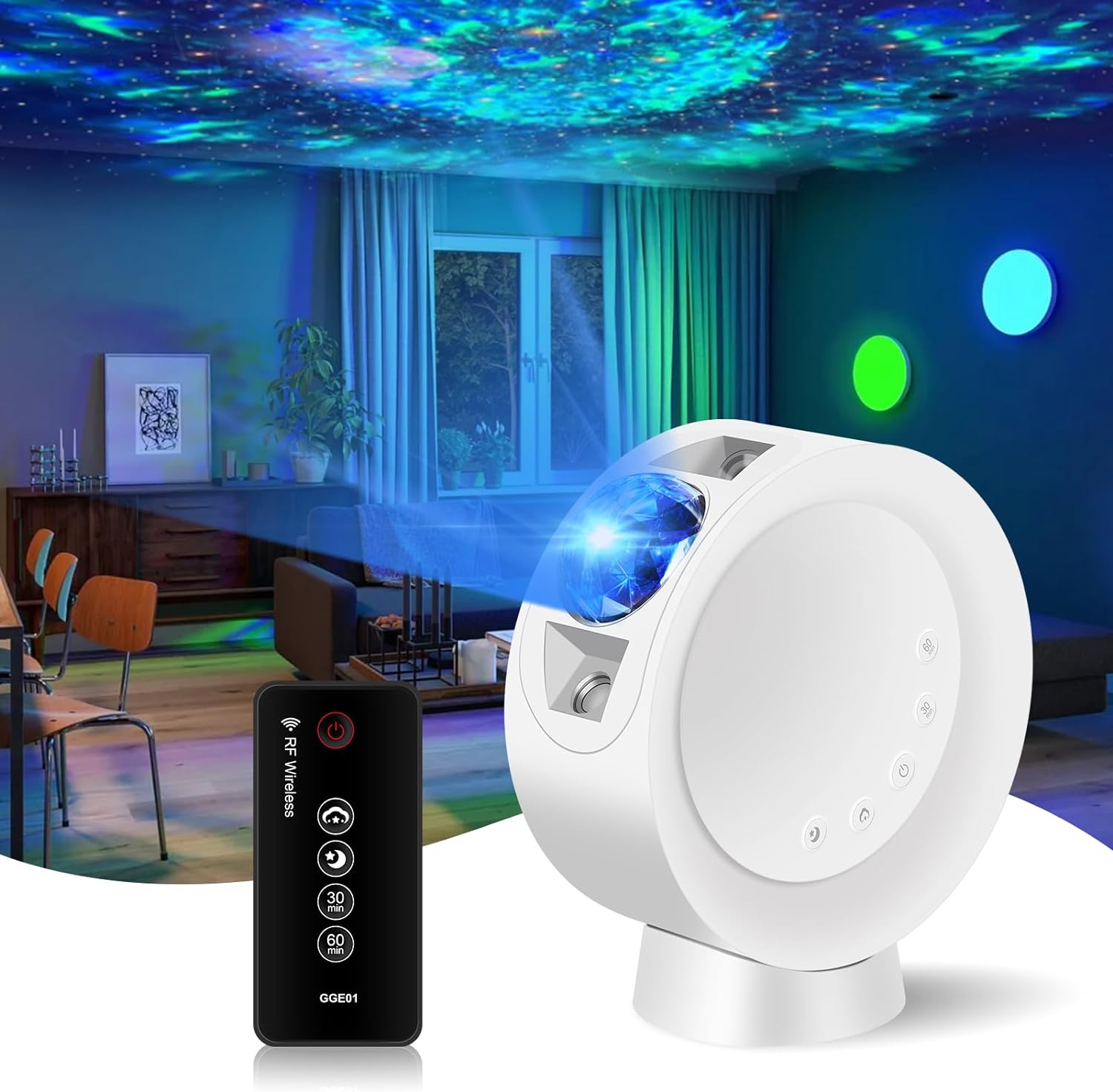 Star Galaxy Projector,LED Colorful Starry Projection Lamp with Remote Control,Time Setting and Adjustable Brightness Nebula Galaxy Lighting for Bedroom/Party/Home/Theater(White)