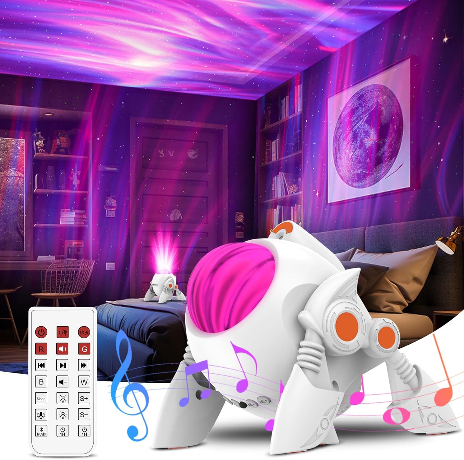 YOVAKO Northern Lights Aurora Projector with 29 Light Effects, Galaxy Projector for Bedroom, Timer and Remote Control, LED Star Projector Galaxy Light for Kids, Adults, Gift, Party(White)