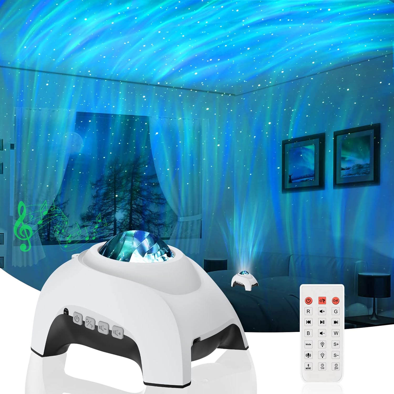 Star Projector, Galaxy Projector, Northern Lights Aurora Projector for Bedroom with Music Bluetooth Speaker and White Noise, Starry Night Light Projectors for Kids Adults