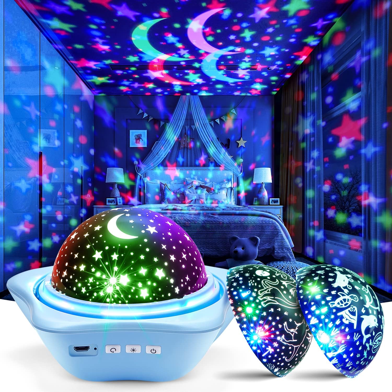 Gifts Package Christmas Gifts Star Projector Night Light for Kids, 96 Lighting Star Room Lights for Bedroom Decor,6 Films-360Rotating Star Projector for Room Decor,Kids Xmas Baby Birthday Gifts