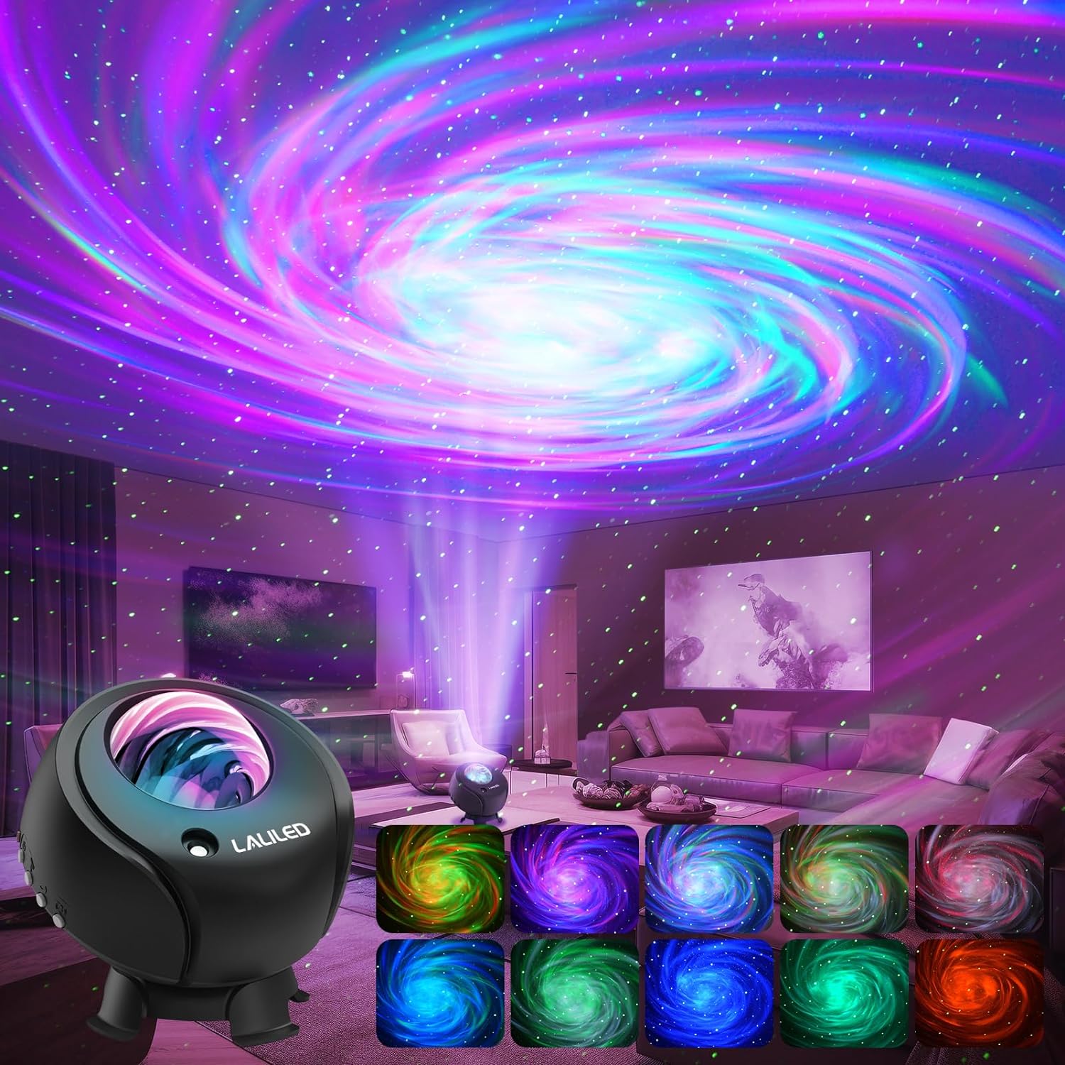 Laliled Galaxy Projector 2.0, Galaxy Star Light Projector with Remote Control Timer, 4 Color Space Nebula Night Light with Bluetooth Speaker for Decor/Relaxing/Inspiring/Sleeping