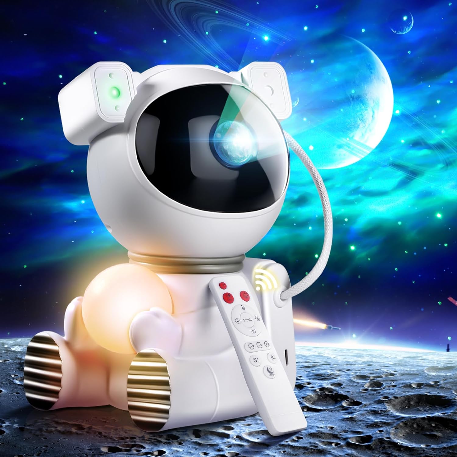 Astronaut Galaxy Projector, Star Nebula Projector with Moon Lamp, Timer and Remote, Star Projector for Kids, Christmas Gift, Room Decor, Birthday, Party. (White)