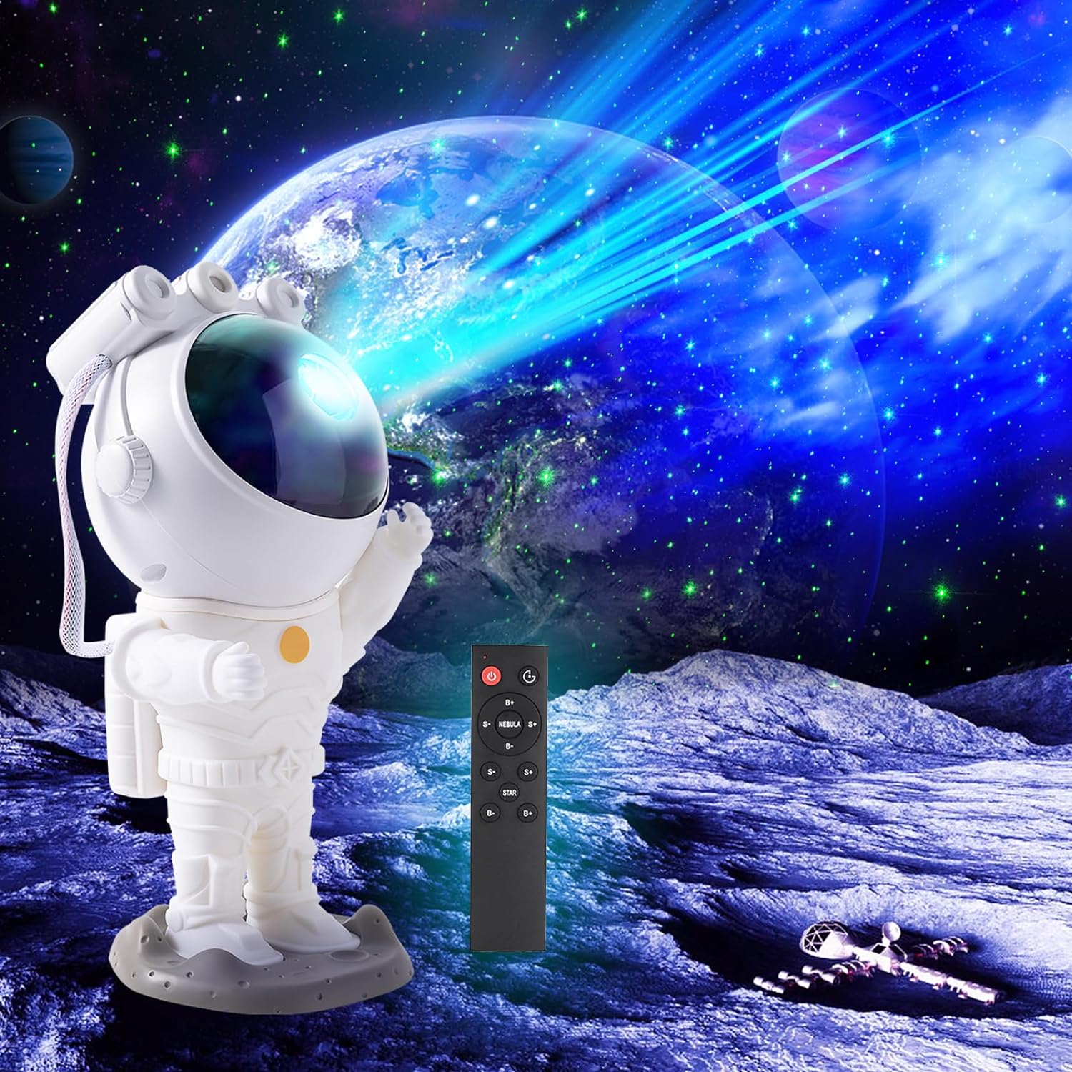 Astronaut Space Warrior Night LightAstronaut Galaxy Star Projector Starry Night Light,Space ProjectorAstronaut Light Projector with Nebula,Timer and Remote ControlBest Gift for Kids and Adults