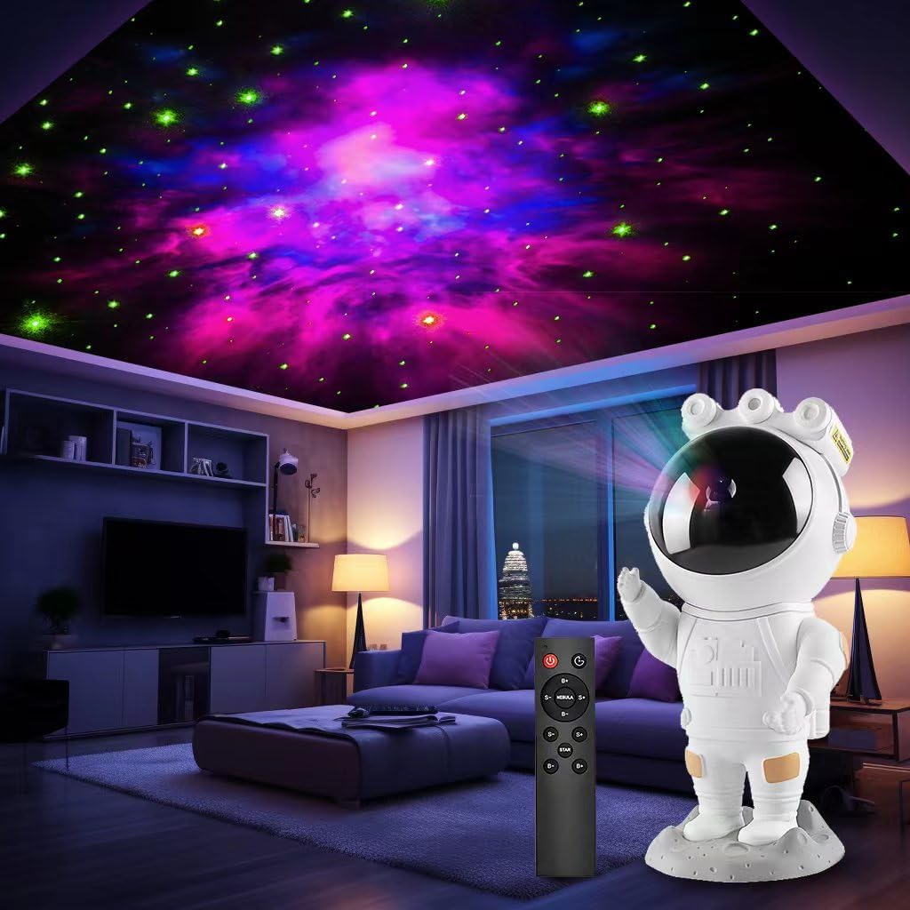 Astronaut Star Space Projector Galaxy Night Light - Starry Nebula Ceiling Projection Lamp with Timer, Remote Control and 360 Adjustable, Bedroom Decor Aesthetics, Gifts for Kids and Adults