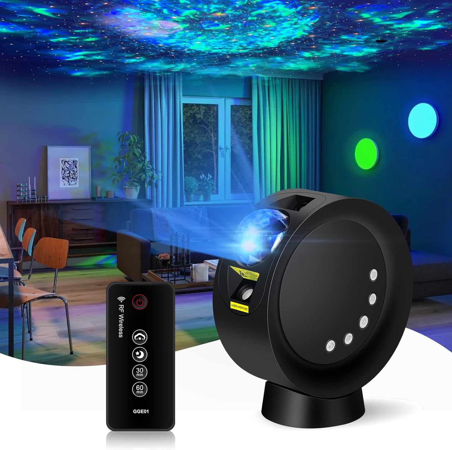 Galaxy Star Projector with Remote Control, Adjustable Brightness, Time Setting - For Bedroom, Gaming, Home Theater Ceiling