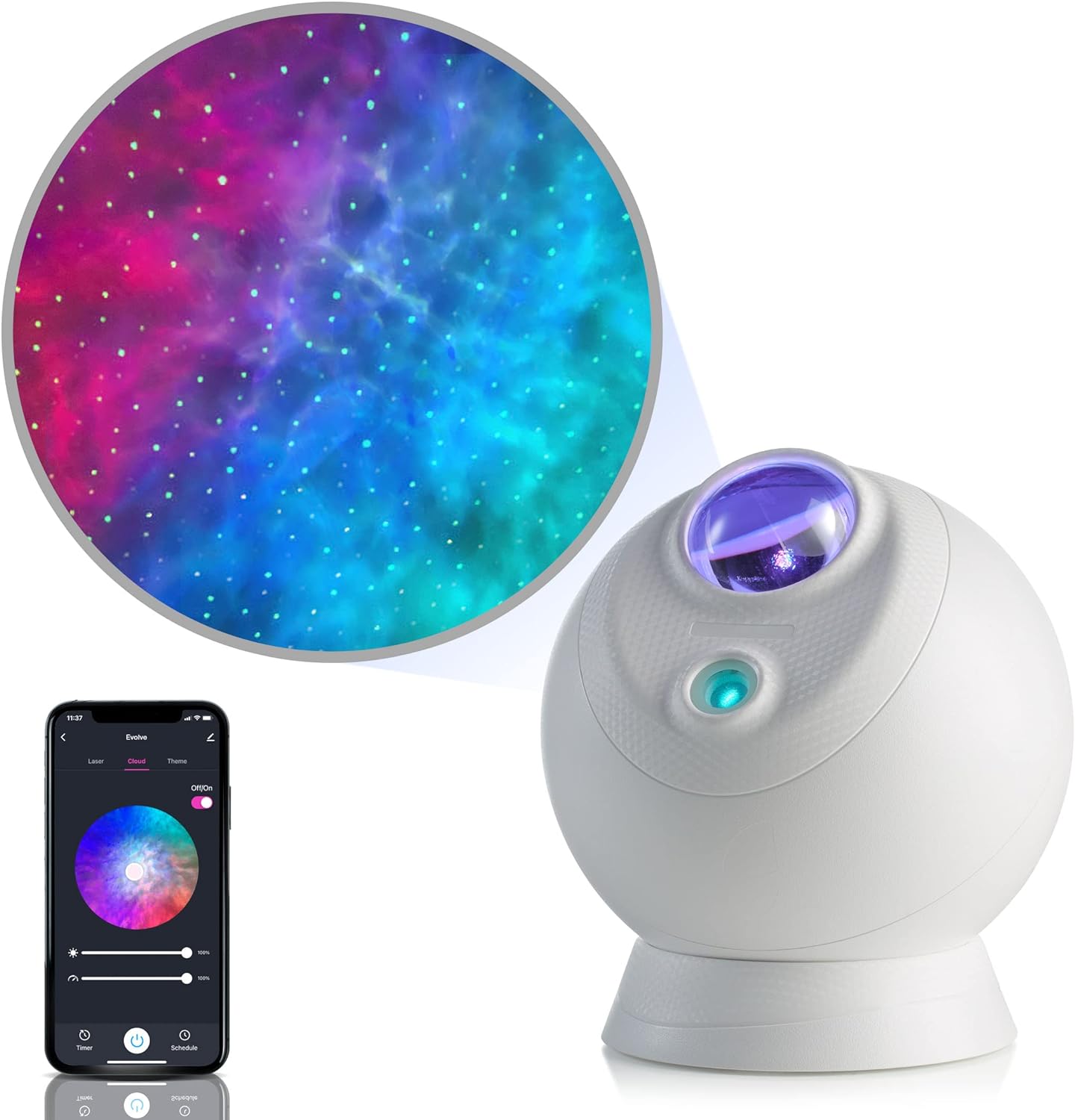 BlissLights Sky Lite Evolve - Star Projector, Galaxy Projector, LED Nebula Lighting, WiFi App, for Meditation, Relaxation, Gaming Room, Home Theater, and Bedroom Night Light Gift (Green Stars)