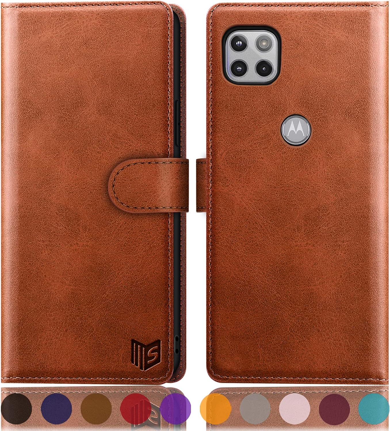 SUANPOT for Motorola One 5G Ace 2021 with RFID Blocking Leather Wallet case Credit Card Holder,Flip Folio Book Phone case Shockproof Cover Women Men for Moto Ace case Wallet (Brown)