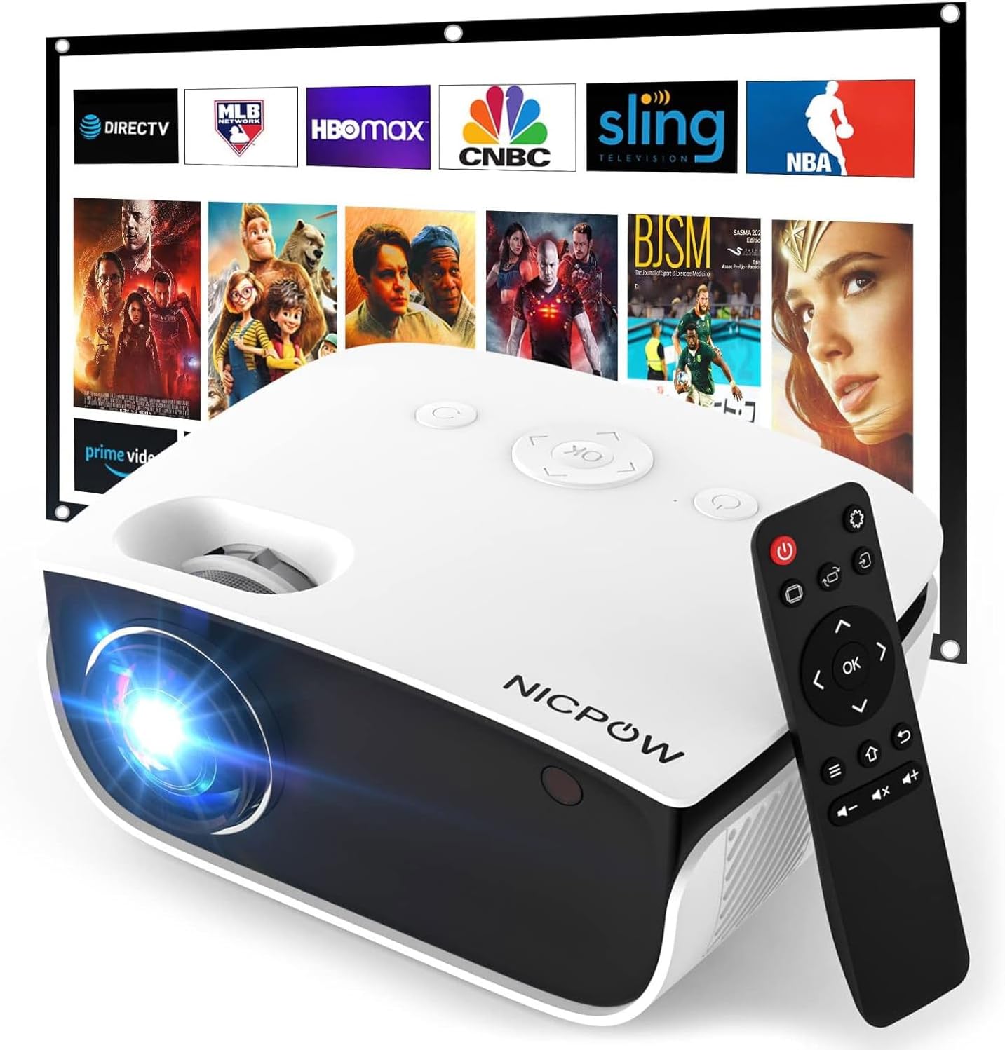 Outdoor Projector, Mini Projector for Home Theater, 1080P and 240 Supported Movie Projector 7500 L Portable Home Video Projector Compatible with Smartphone/TV Stick/PS4/PC/Laptop