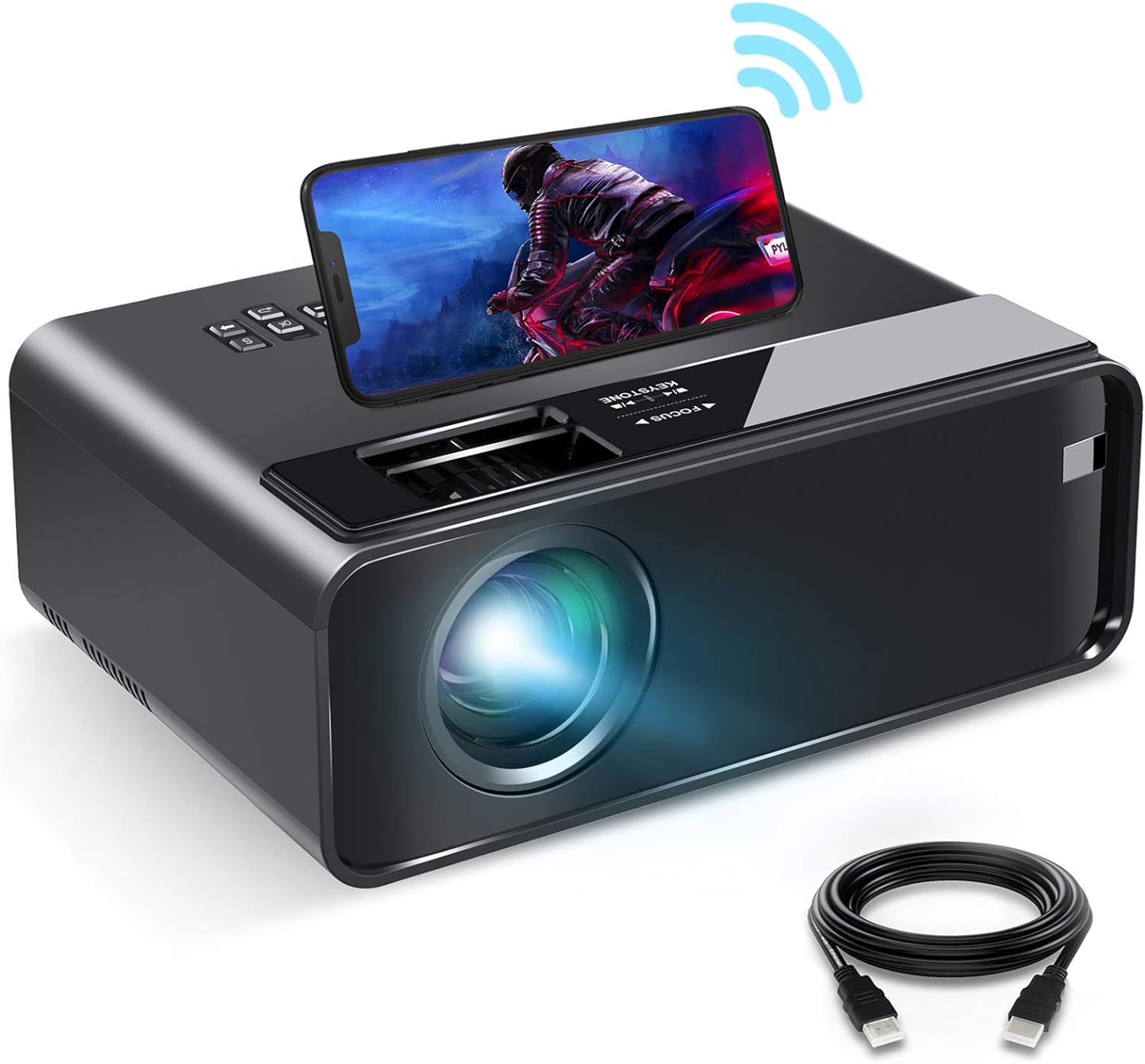 Mini Projector for iPhone, ELEPHAS 2020 WiFi Movie Projector with Synchronize Smartphone Screen, 1080P HD Portable Projector Supported 200 Screen, Compatible with Android/iOS/HDMI/USB/SD/VGA