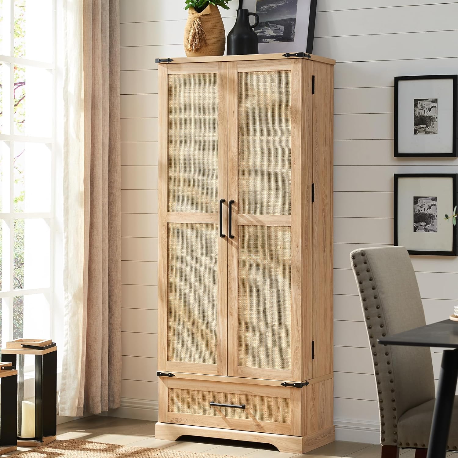 This piece is absolutely beautiful! It has so much storage and is very well built. The attention to detail is really good, to the point that they provide 'tickers' to cover some hardware that you can see when using - those stickers are printed to resemble the same exact color wood & wood grain that the cabinet has. If you didn't know they where there, you would never notice. The only negative was the sheer number of pieces and the time it took to put together. It wasn't difficult to put togethe