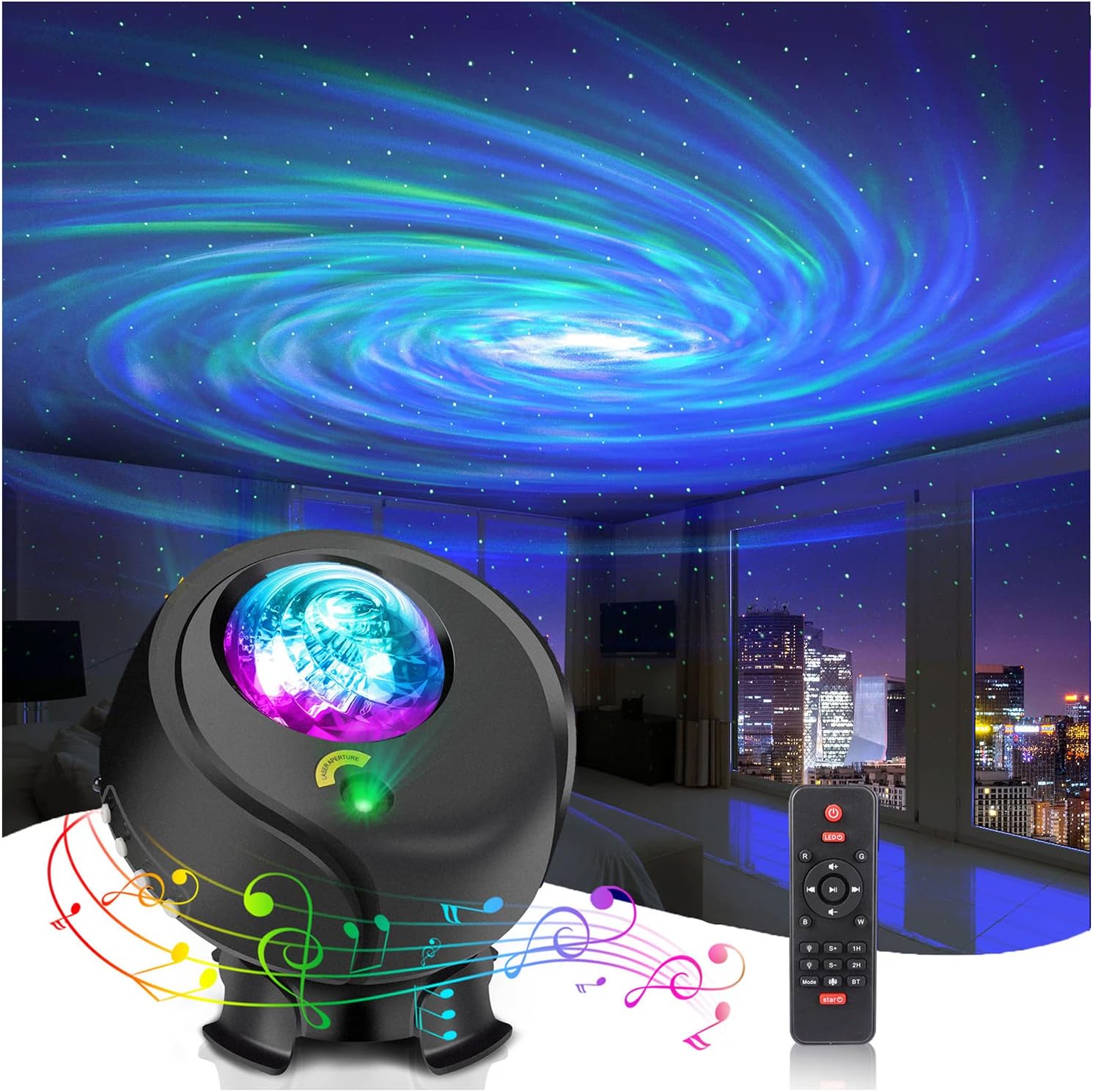 Galaxy Light Projector - Aurora Projector Star Projector with Remote Control, Timer & Bluetooth Speaker, Starry Night Light Projector Galaxy Projector Lights for Room Decor