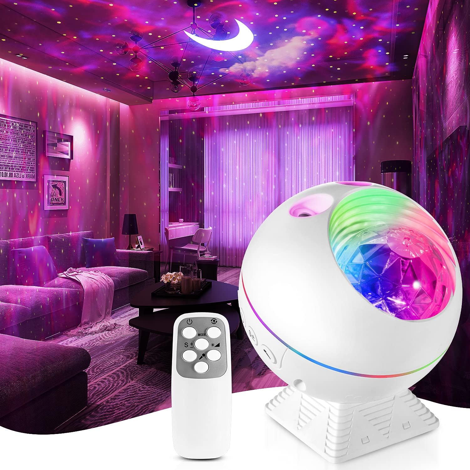 Galaxy Projector for Bedroom Lights, 43 Lighting Modes Star Projector Galaxy Light,Remote Timer Moon Lamp Ceiling Projector Lights for Bedroom,Voice Control LED Cloud Lights Room Lights Bedroom Decor