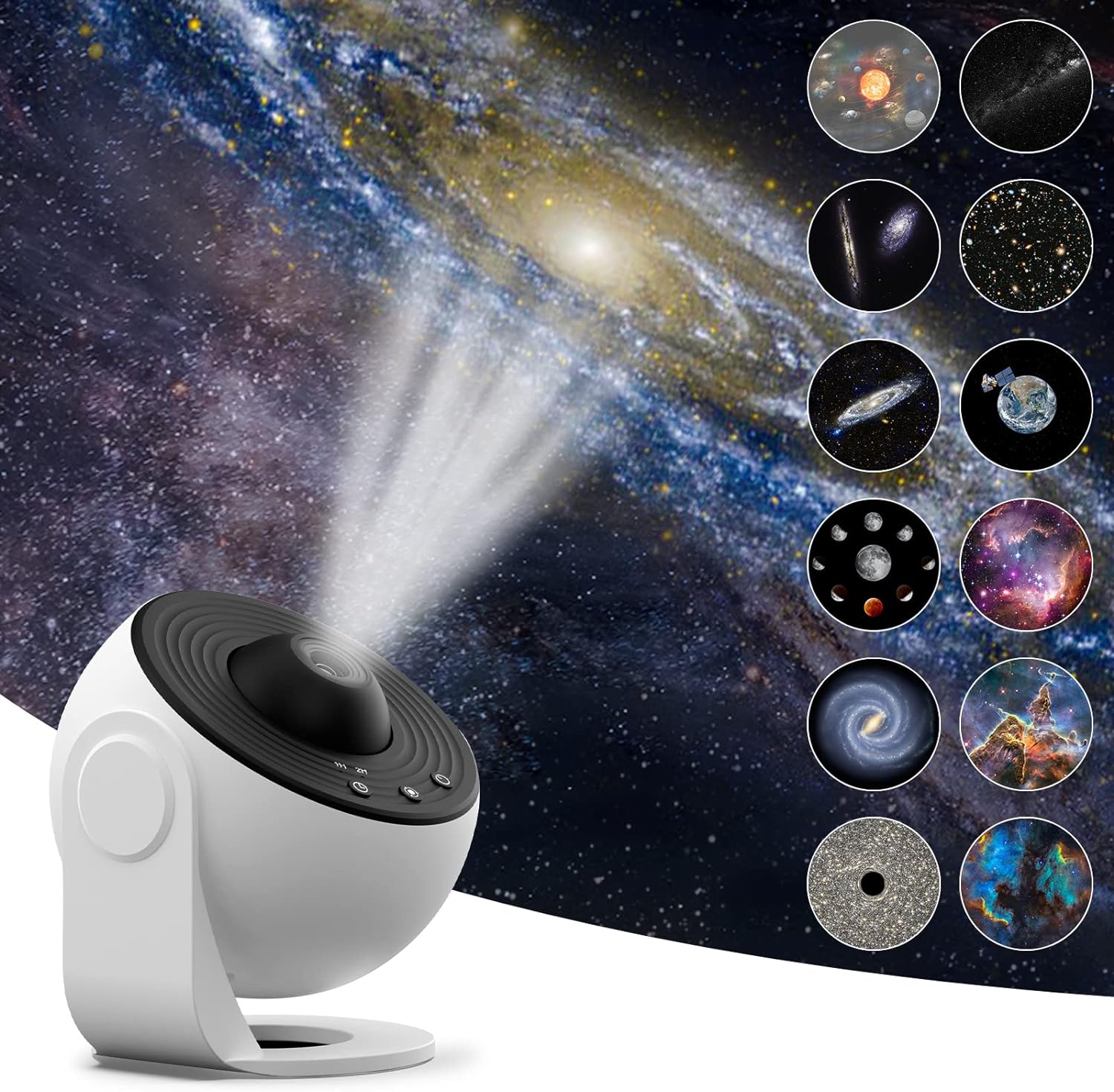 Yiliaw Star Projector Galaxy Light 12 in 1 Planetarium Galaxy Projector, 360 Rotating Aurora Projector with Solar System for Bedroom Ceiling Starry Sky Night Light Lamp for Kids Adults, Room Decor