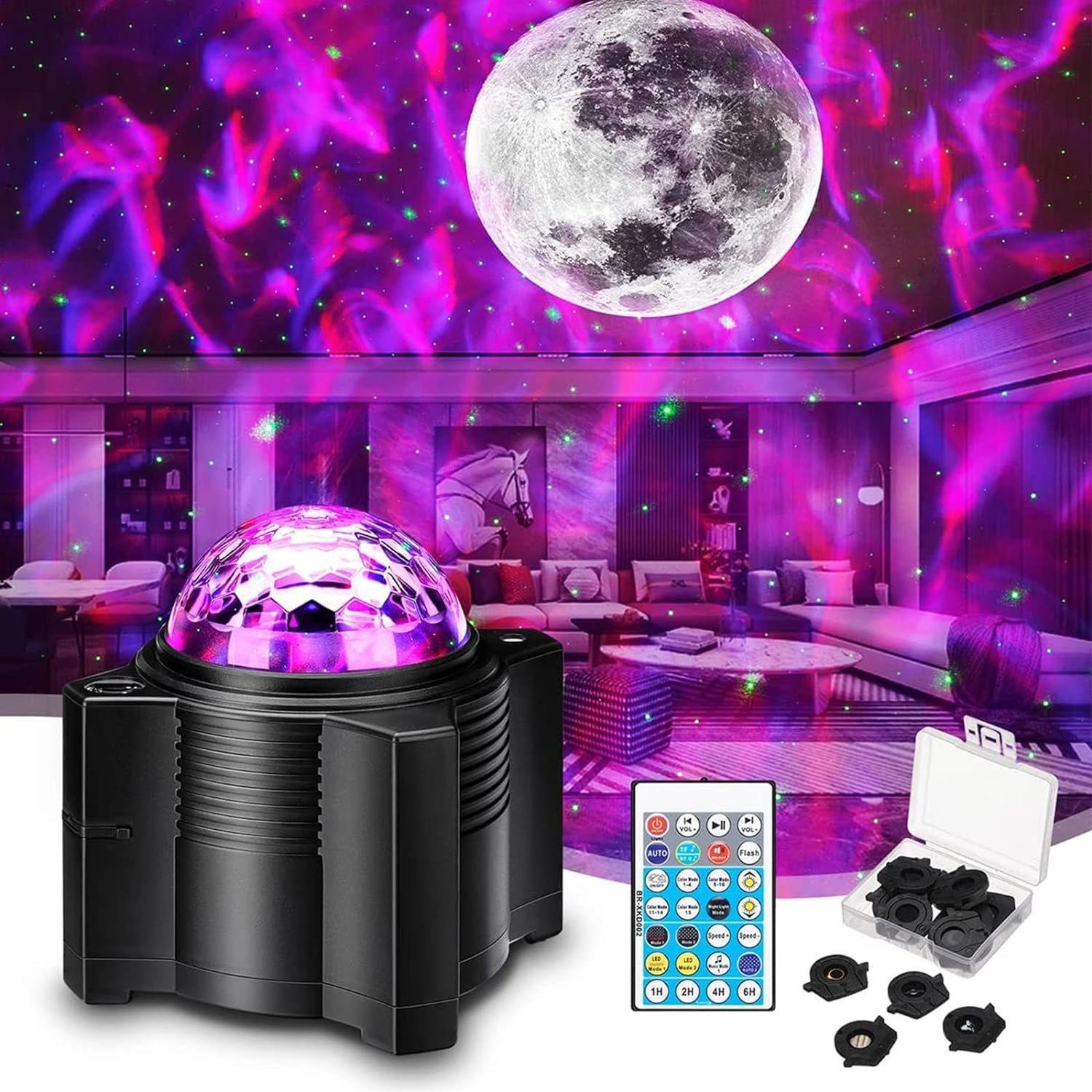 Star Projector, 15 in 1 Space Projector, Night Light with Remote Control, Galaxy Projector with Bluetooth Speaker, Moon Light for Bedroom/Game Room/Party, Romantic Star Light for Partners