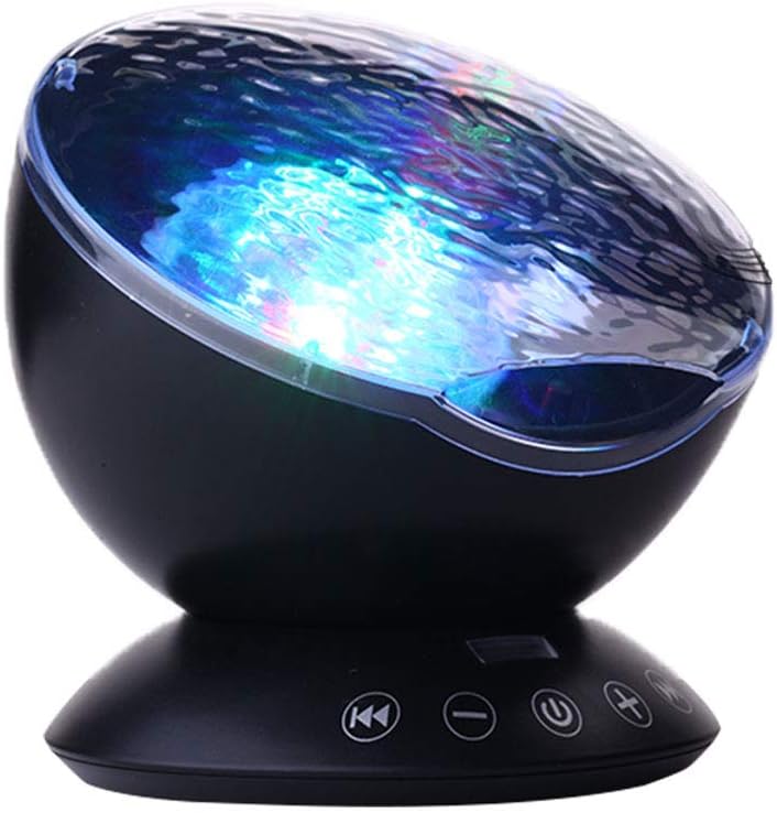 Ocean Wave Projector, Night Light Projector with Remote Control Timer 8 Colors LED Lighting Modes Music Speaker Water Lamp for Kids Adults Bedroom Living Room Party Decorations (Black)