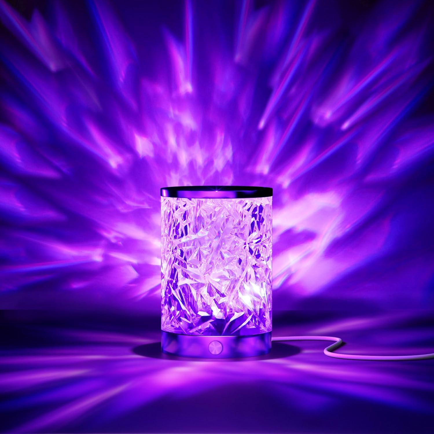 Ocean Wave Crystal Table Lamp Touch Control, RGB Color Changing Night Light with Remote, Dimmable Cool Water Lights for Bedroom, Living Room Wall Decor, Ambient Lighting for Dinner/Bars/Game room