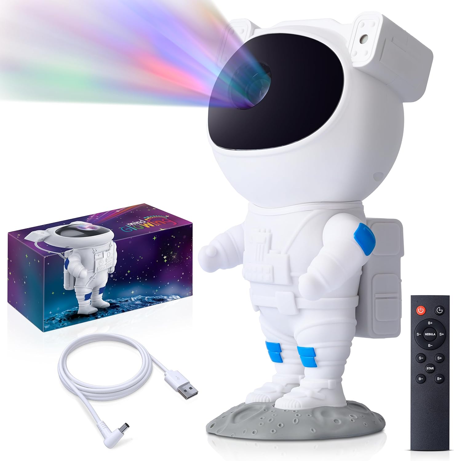 Mind-Glowing Astronaut Projector - Galaxy Star Projector for Bedroom - Night Light for Kids - Birthday Gifts Ideas for 3-9 Year Old Boys - Nebula Projector Lamp for Cool Space Decor