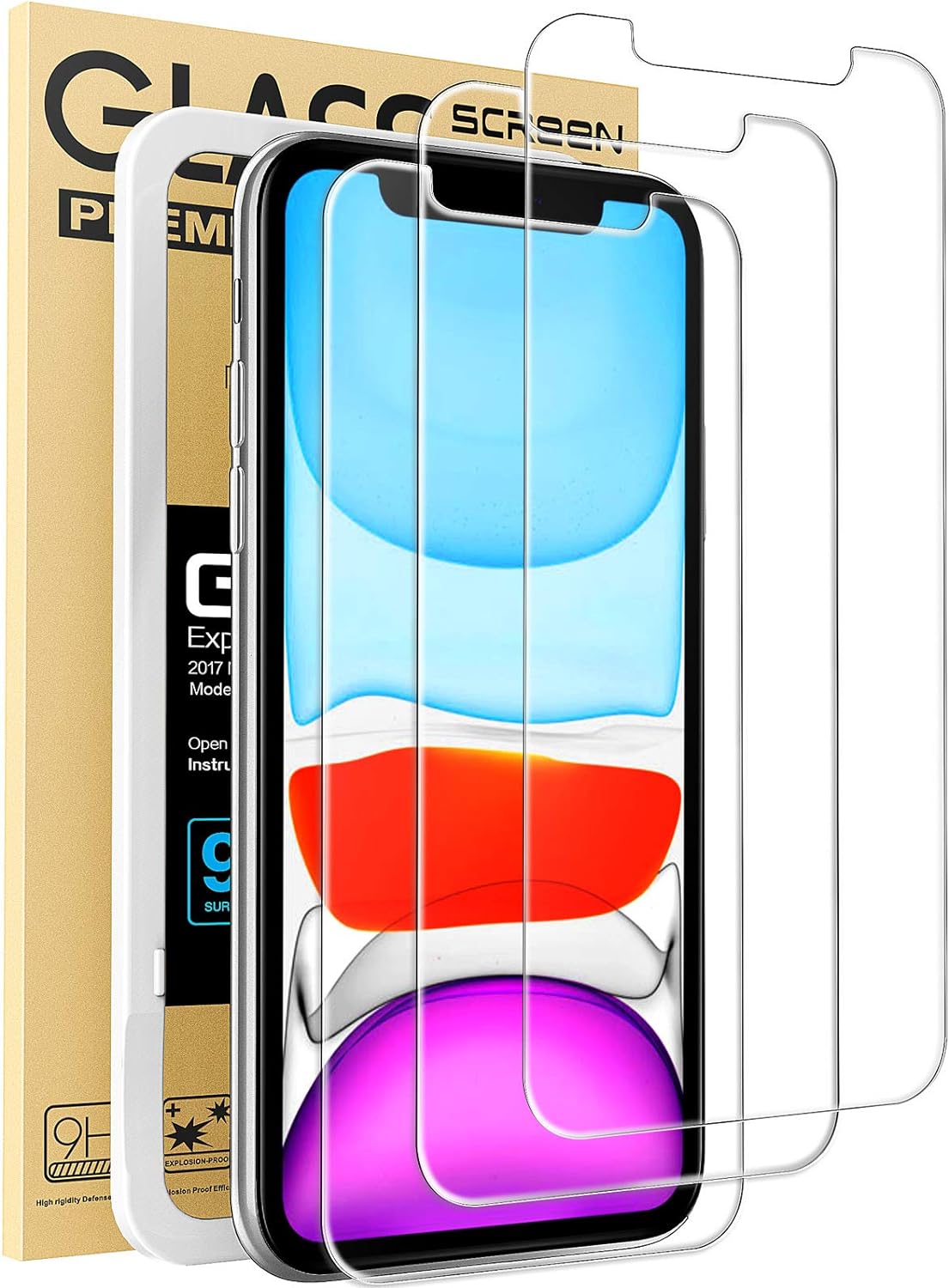 Mkeke Compatible with iPhone 11 Screen Protector for iPhone XR Screen Protector, Tempered Glass Film for Apple iPhone 11 and iPhone XR, 3-Pack Clear