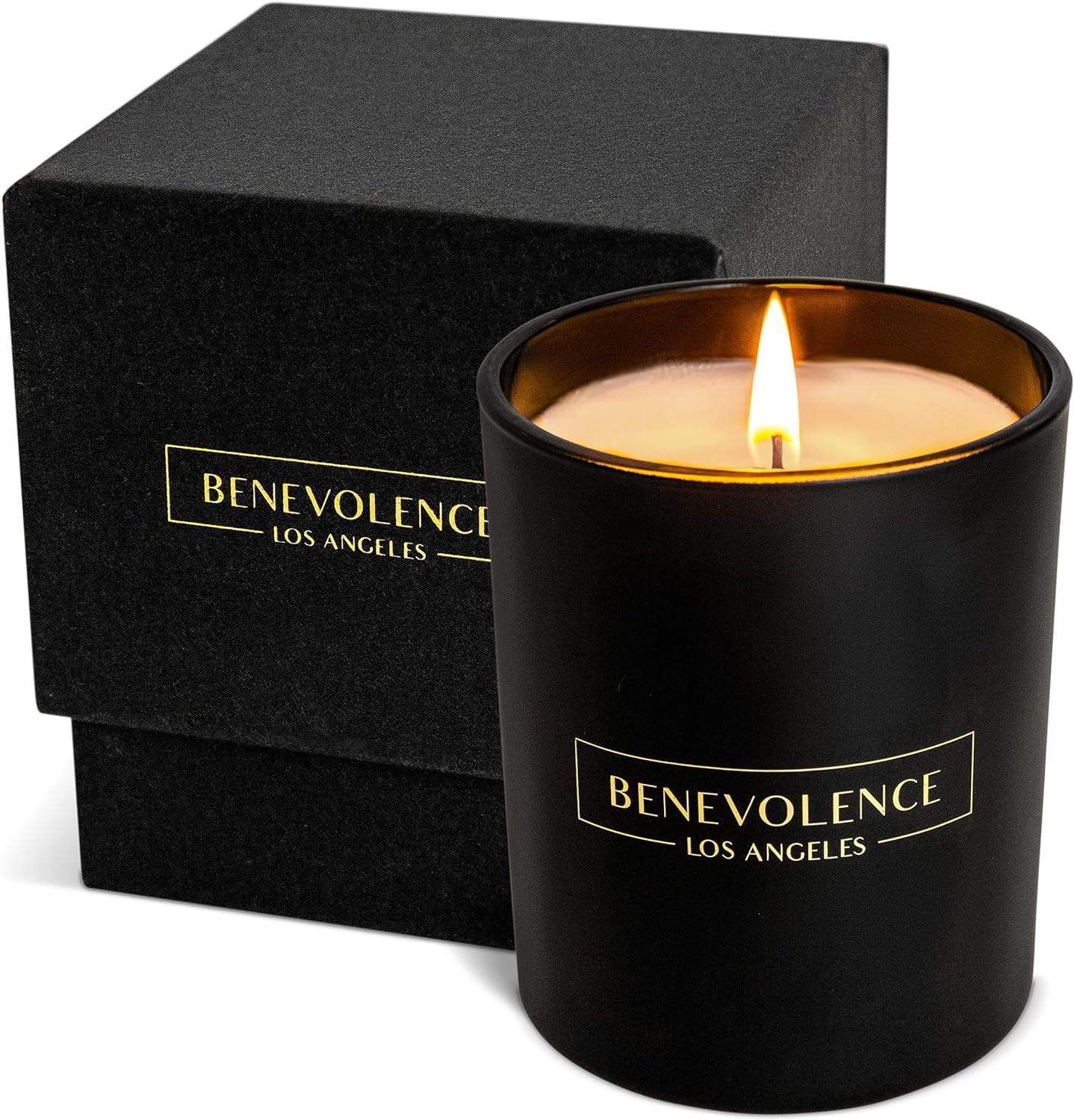 Benevolence LA Bergamot & Jasmine Scented Candles | Jar Candle Black, 6 Oz Valentine Candles, Manly Candles for Men | Scented Candle for Men, Jasmine Candle, Aromatherapy Candles for Women