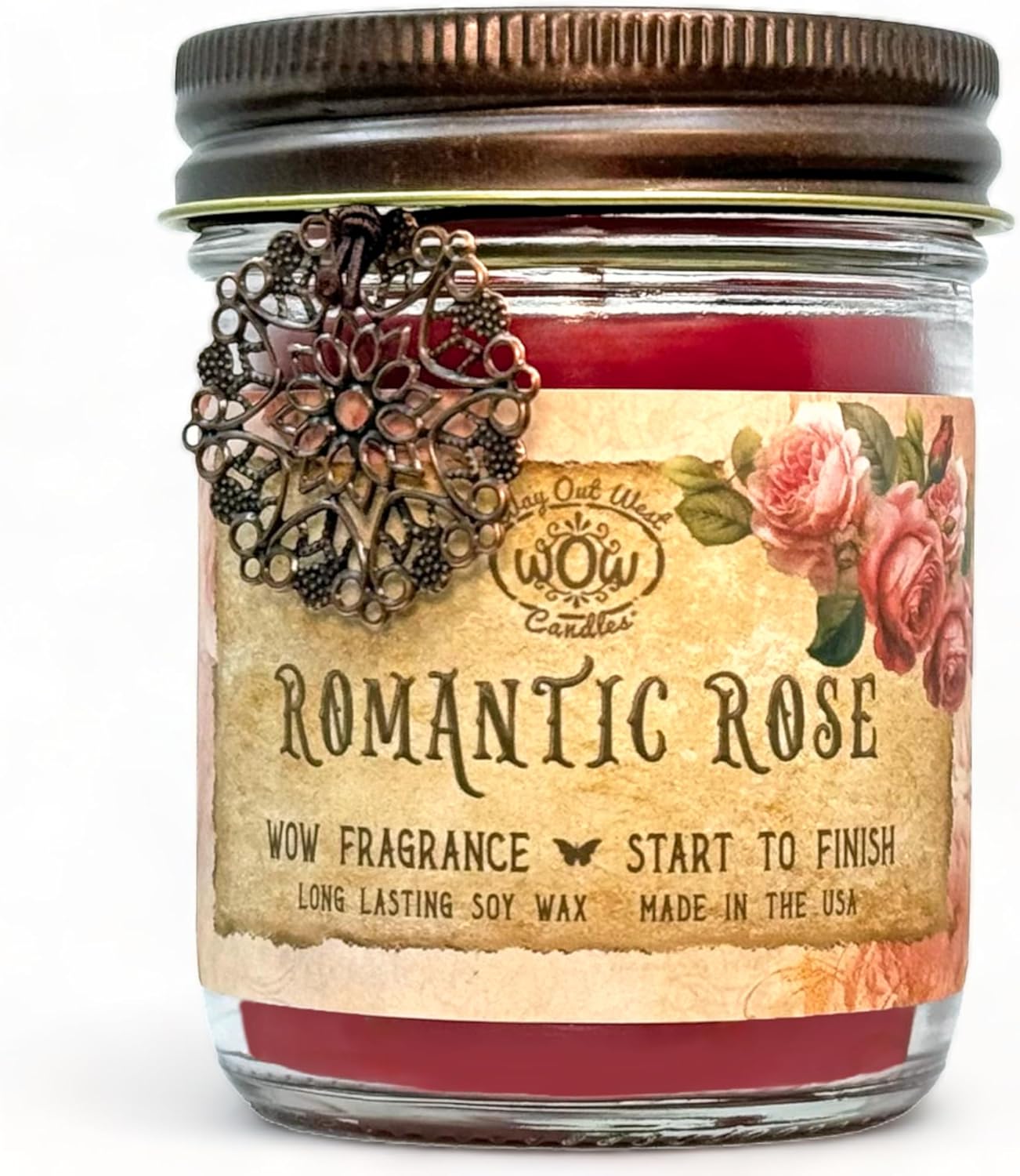 Scented Candle for Home - Long Lasting Home Fragrance or Essential Oils - Small Candles Gifts for Women - Natural Soy Candles - Made in USA - Romantic Rose