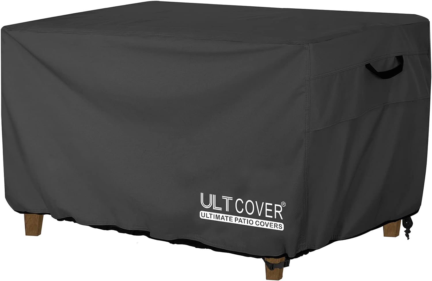 ULTCOVER Rectangular Gas Fire Pit Table Cover 57x22 inch Waterproof Heavy Duty Firepit Cover, Black