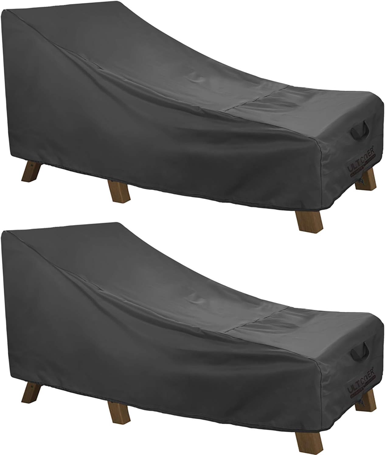 ULTCOVER Waterproof Patio Lounge Chair Cover Heavy Duty Outdoor Chaise Lounge Covers 2 Pack - 76L x 32W x 32H inch, Black