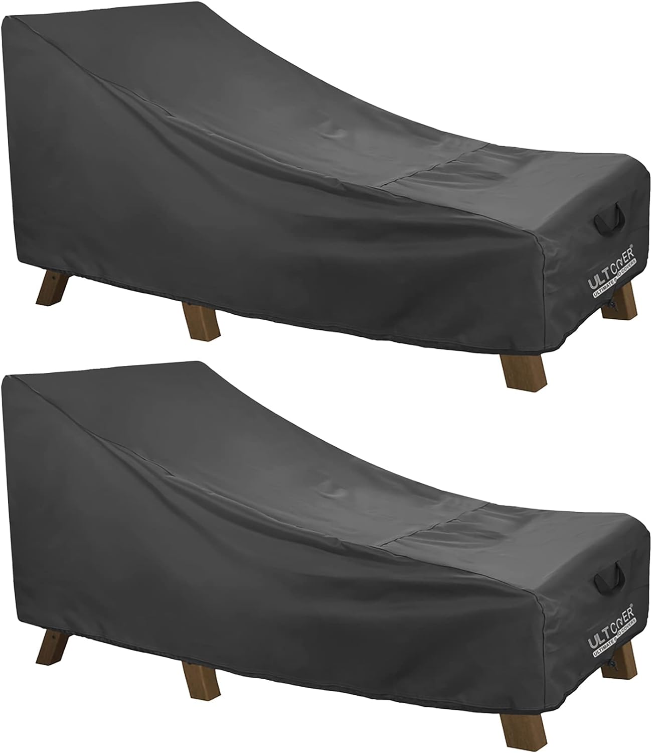 ULTCOVER Waterproof Patio Lounge Chair Cover Heavy Duty Outdoor Chaise Lounge Covers 2 Pack - 80L x 28W x 30H inch, Black