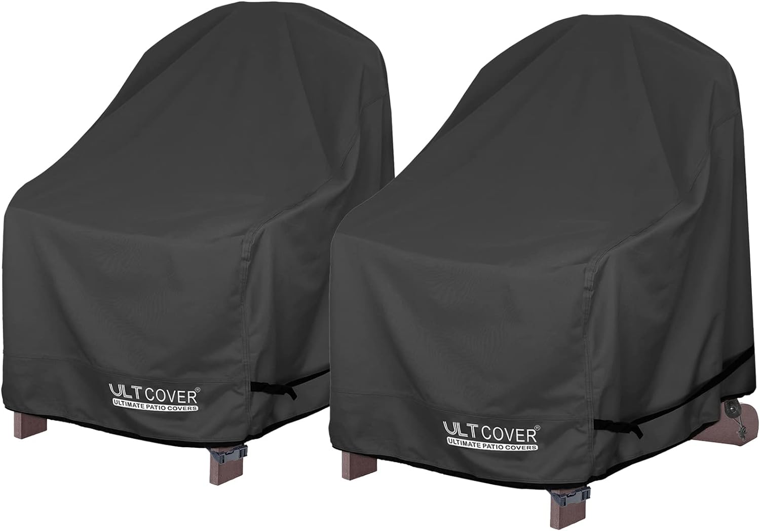 ULTCOVER Waterproof Patio Adirondack Chair Cover 2 Pack for Outdoor Chair Size Upto 32W x 38D x 36H inch, Black