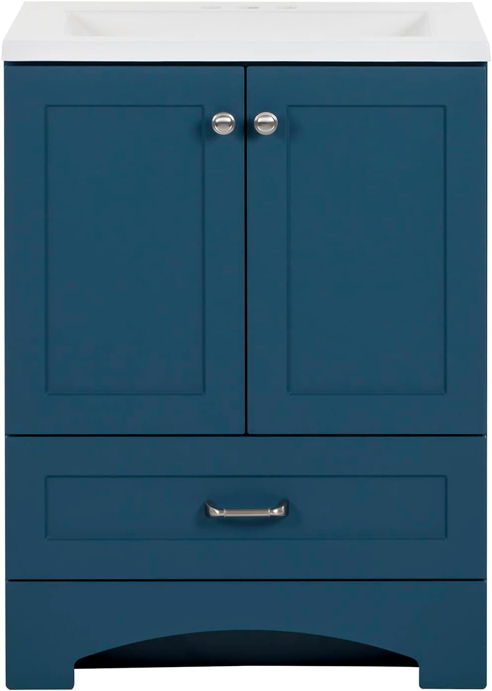 Spring Mill Emlyn Bathroom Vanity with 2-Door Cabinet, Drawer, and White Sink Top, 24, Admiral Blue