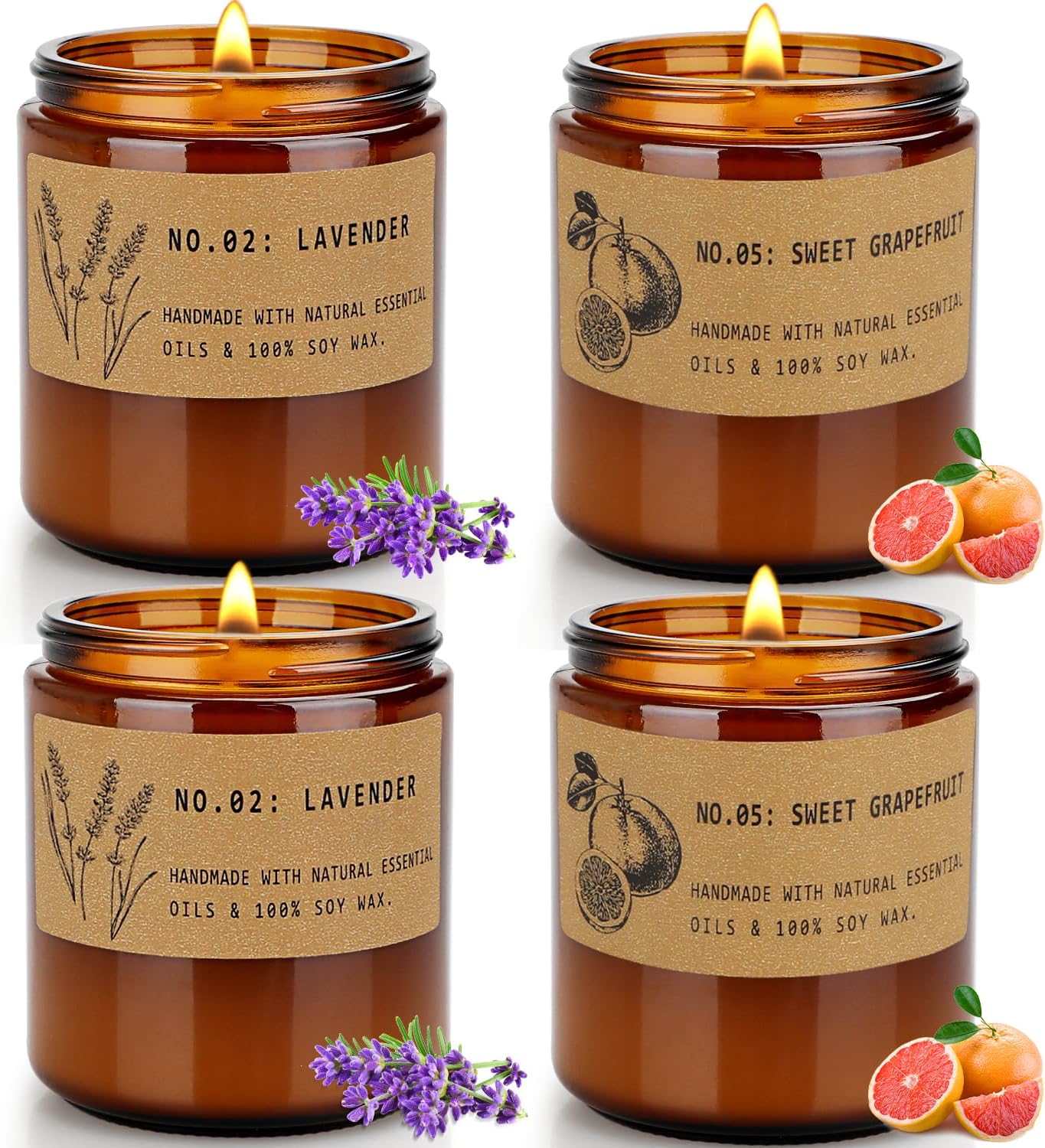 Candles Gifts for Women, 4 Pack Candles for Home Scented, 28 Oz Large Soy Aromatherapy Candles Set, Lavender Long Lasting Natural Scented Candle Set for Women Men Christmas